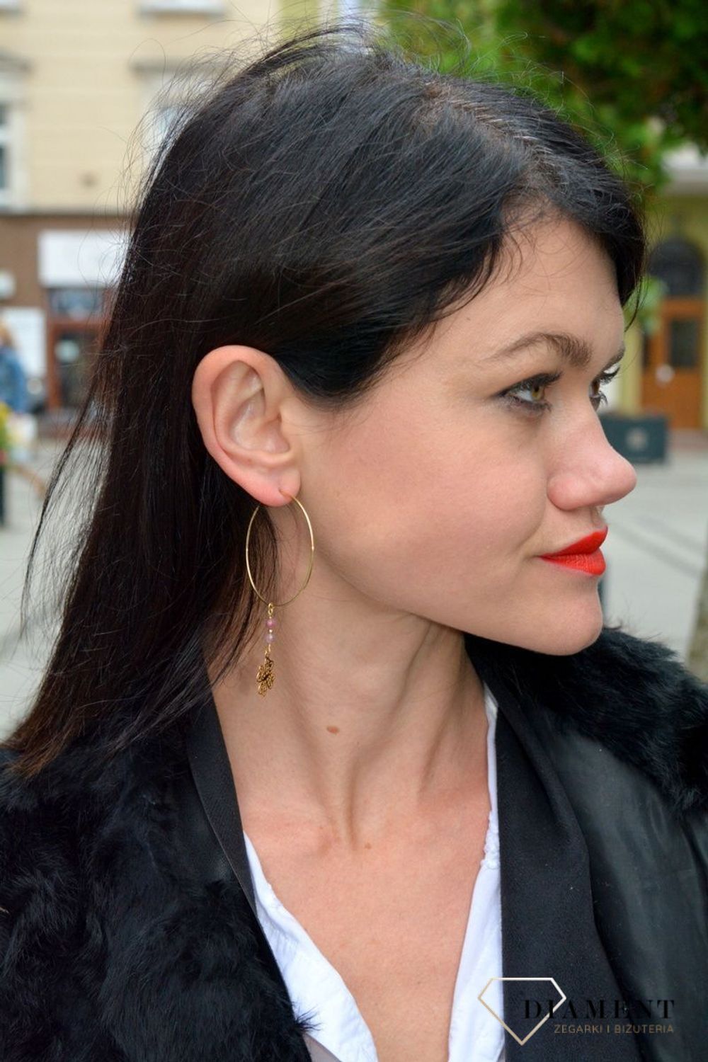 Kolczyki srebrne pozłacane koła 'Ażurowe koniczynki z turmalinem' DIA-KLC-4076-925.jpg