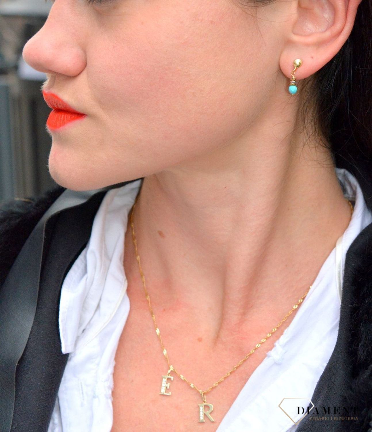 Srebrne kolczyki pozłacane z kamieniami naturalnymi magnezyt i hematyt DIA-KLC-4080-925.jpg