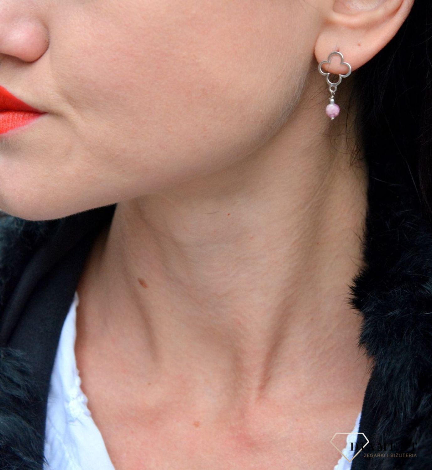 Srebrne kolczyki koniczynki z turmalinem DIA-KLC-4082-925. Srebrne kolczyki w kształcie koniczynki to wspaniały dodatek do innych elementów biżuterii.jpg