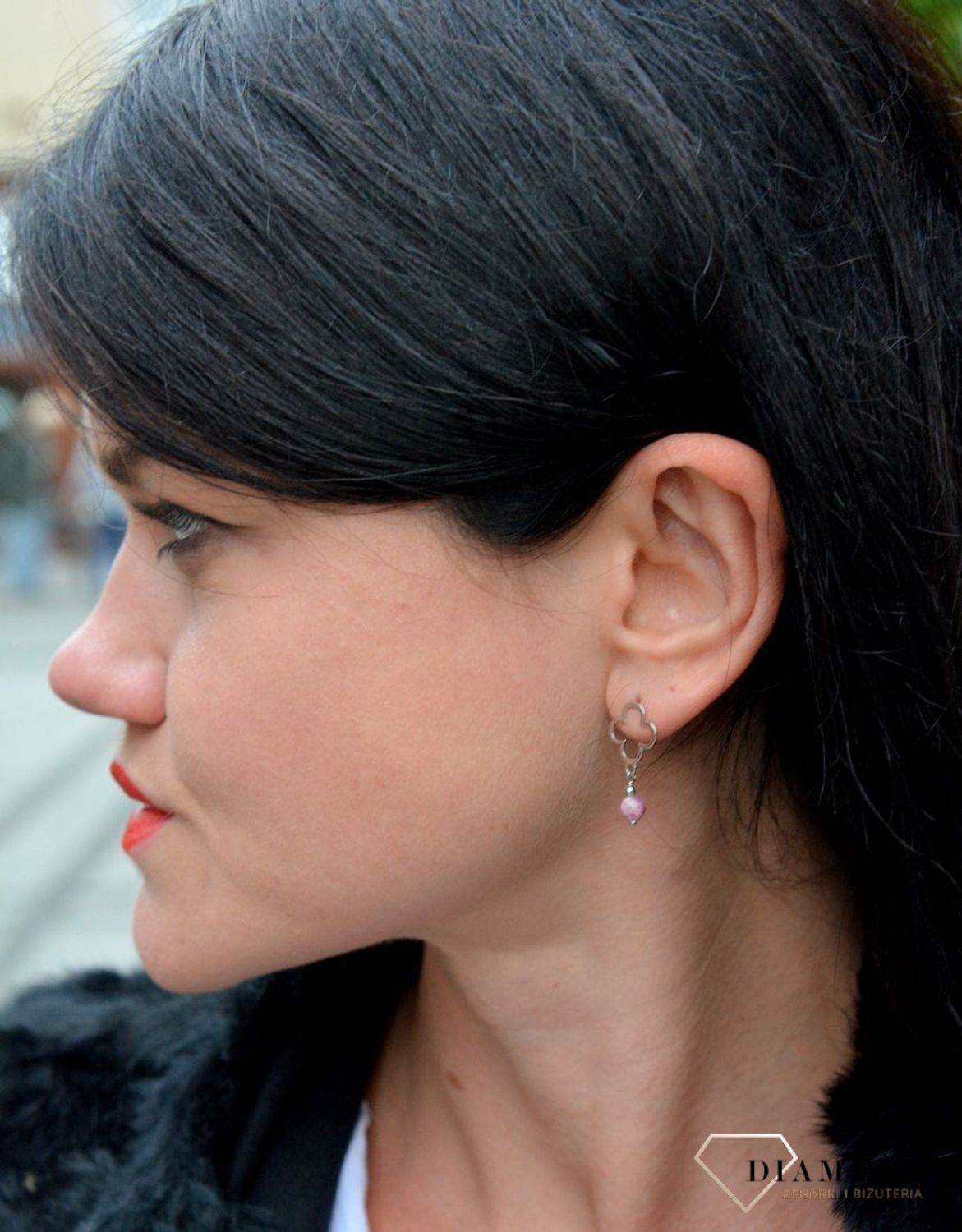 Srebrne kolczyki koniczynki z turmalinem DIA-KLC-4082-925. Srebrne kolczyki w kształcie koniczynki to wspaniały dodatek do innych elementów biżuterii.jpg