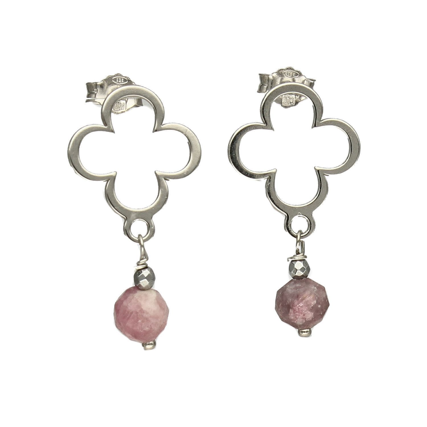 Srebrne kolczyki koniczynki z turmalinem DIA-KLC-4082-925. Srebrne kolczyki w kształcie koniczynki to wspaniały dodatek do innych elementów biżuterii.jpg