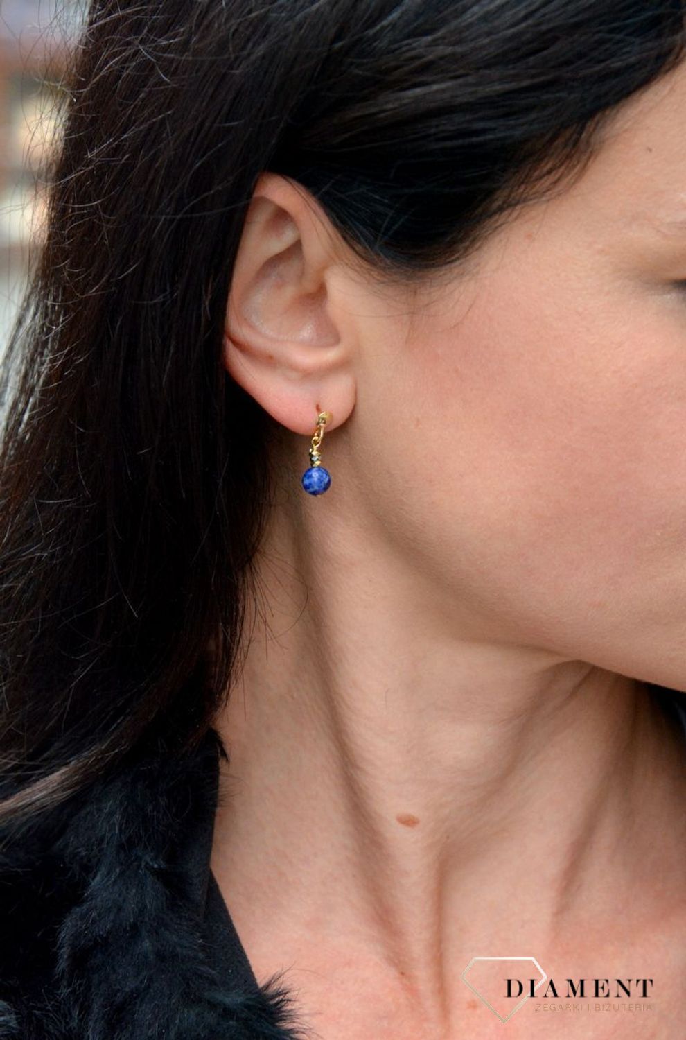 Srebrne kolczyki pozłacane z kamieniami naturalnymi lapis i hematyt DIA-KLC-4086-925.jpg