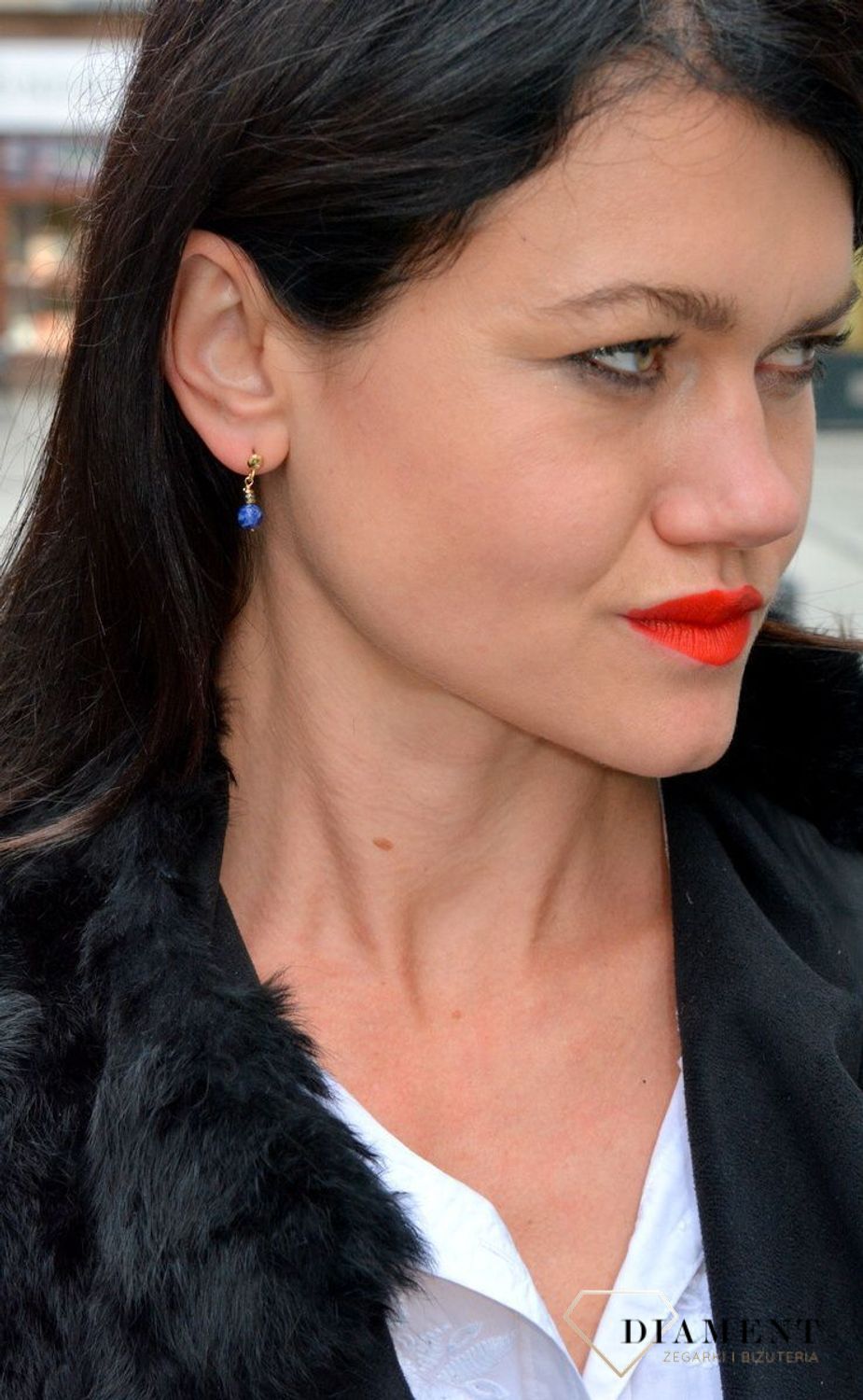 Srebrne kolczyki pozłacane z kamieniami naturalnymi lapis i hematyt DIA-KLC-4086-925.jpg