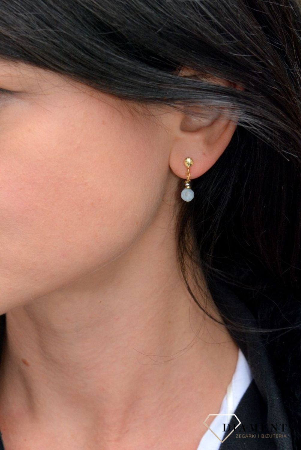 Srebrne kolczyki pozłacane z kamieniem naturalnym morganitem DIA-KLC-4088-925.jpg