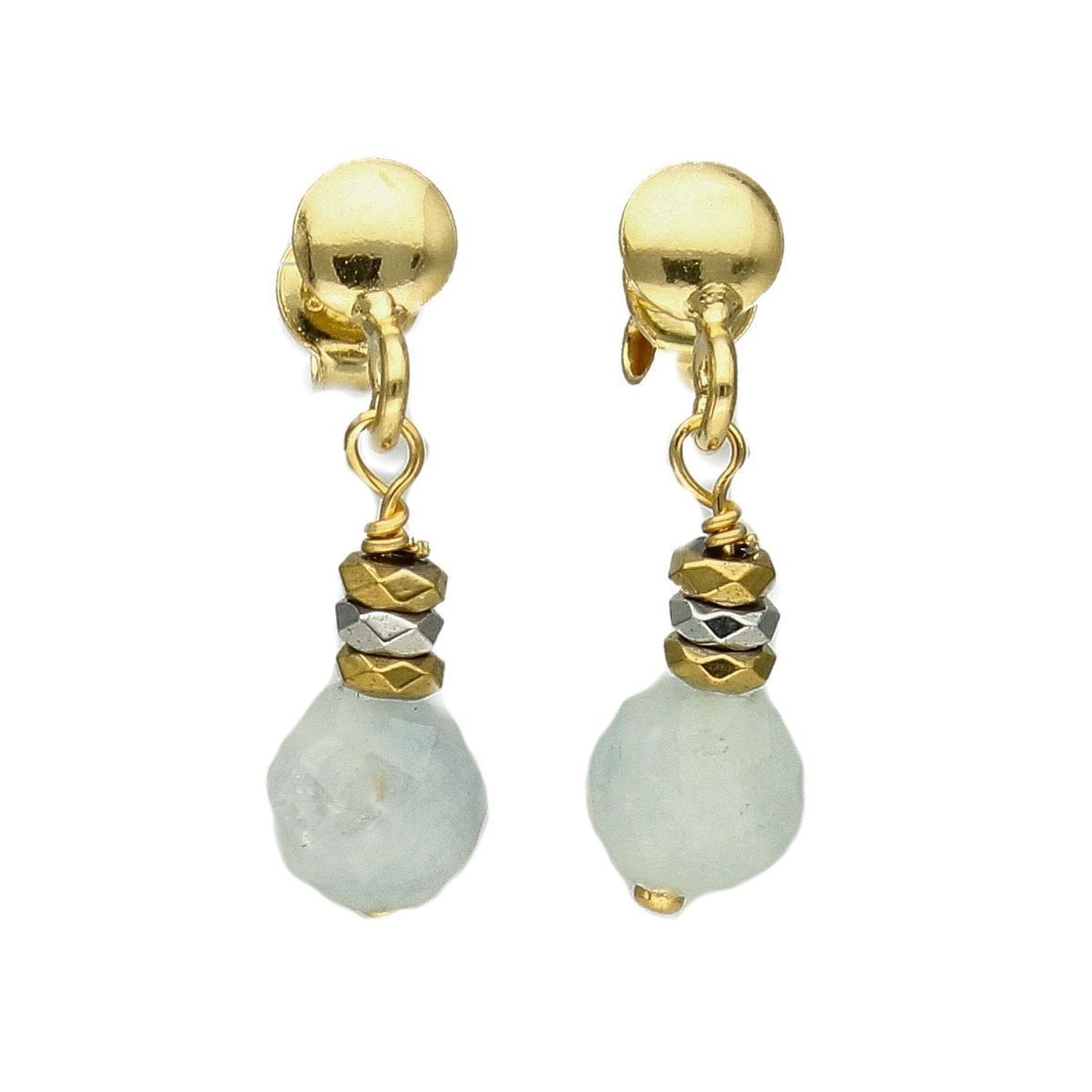 Srebrne kolczyki pozłacane z kamieniem naturalnym morganitem DIA-KLC-4088-925.jpg