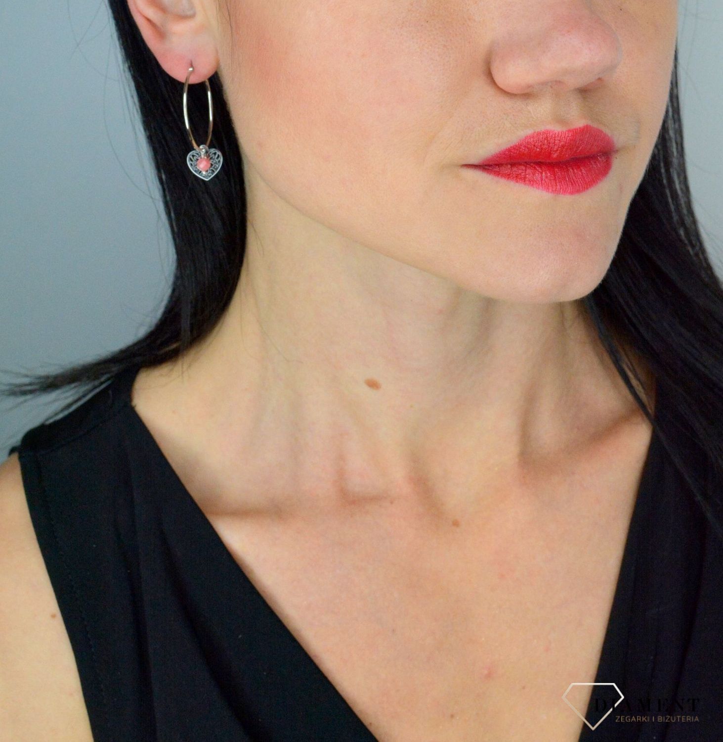 Srebrne kolczyki koła z ażurowym sercem i rodonitem DIA-KLC-4090-925.jpg