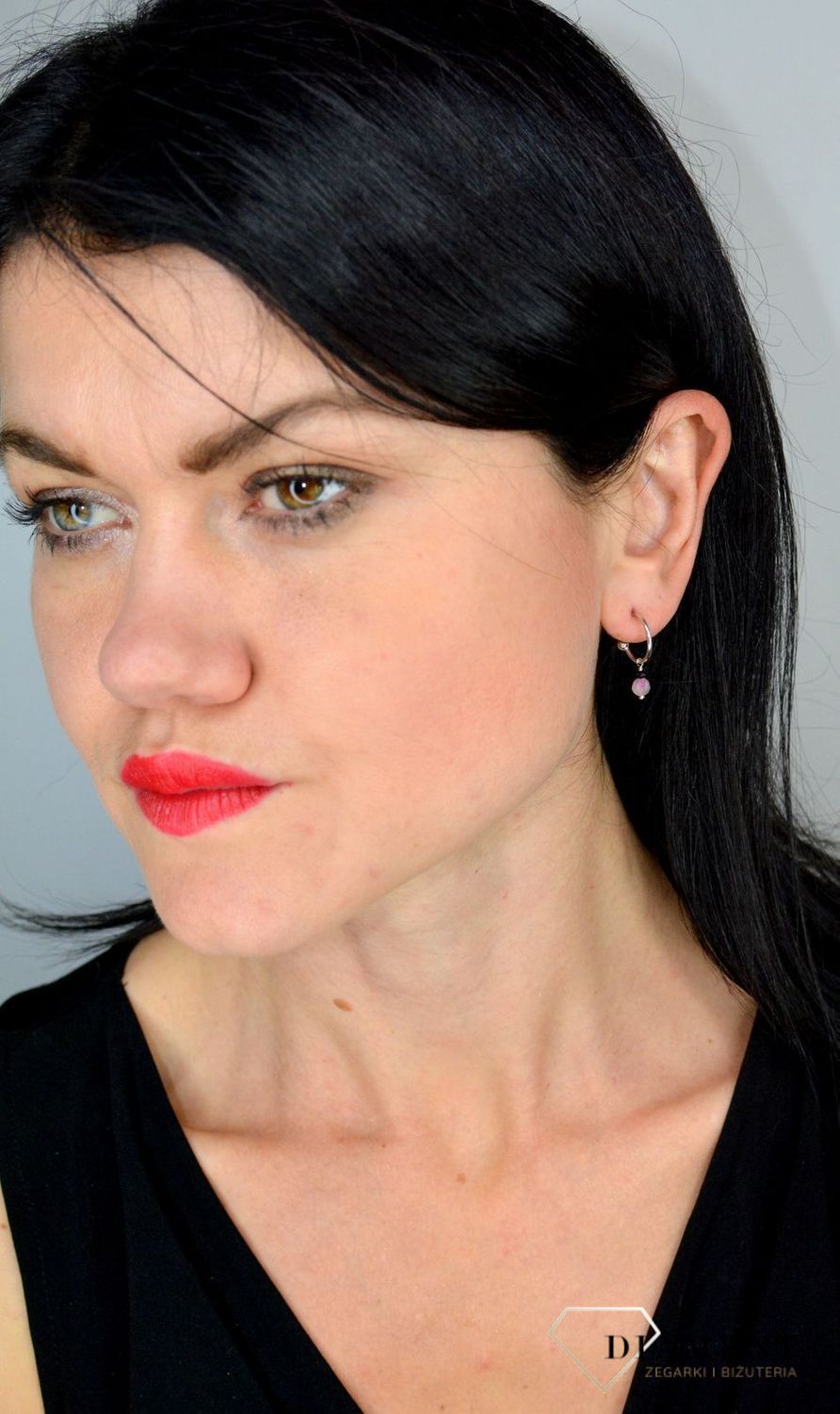 Srebrne kolczyki półkola ozdobione kamieniami naturalnymi turmalin ,spinel DIA-KLC-4093-925.jpg