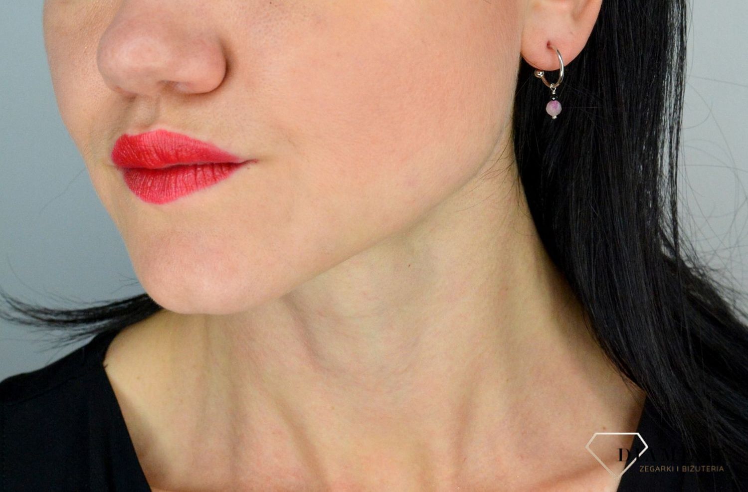 Srebrne kolczyki półkola ozdobione kamieniami naturalnymi turmalin ,spinel DIA-KLC-4093-925.jpg