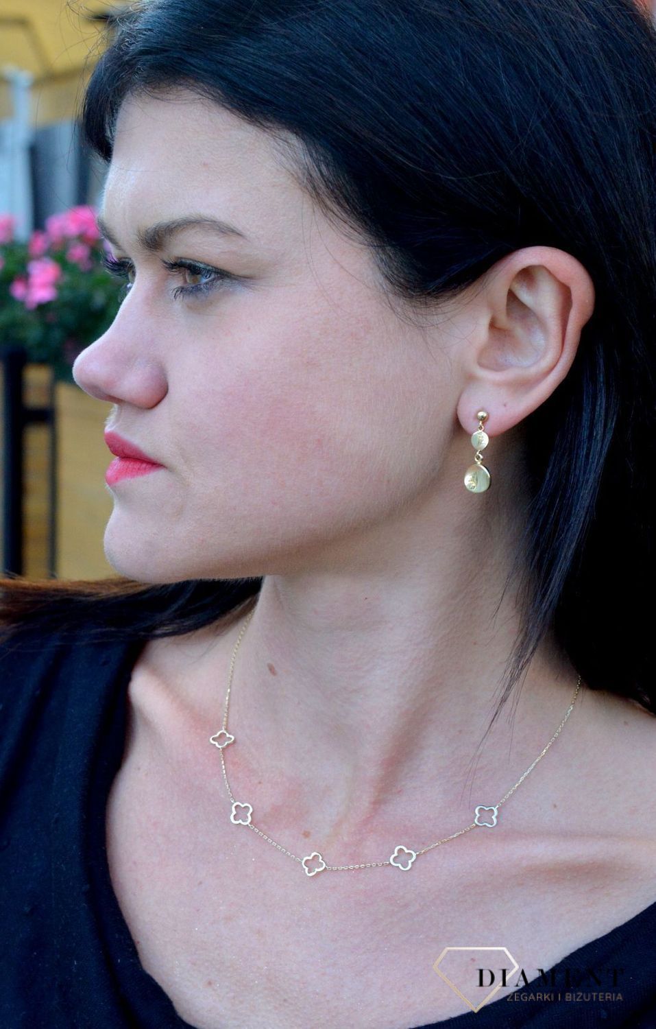 Złote kolczyki 585 dwa wiszące kółka o gładkiej powierzchni DIA-KLC-4161-585.jpg