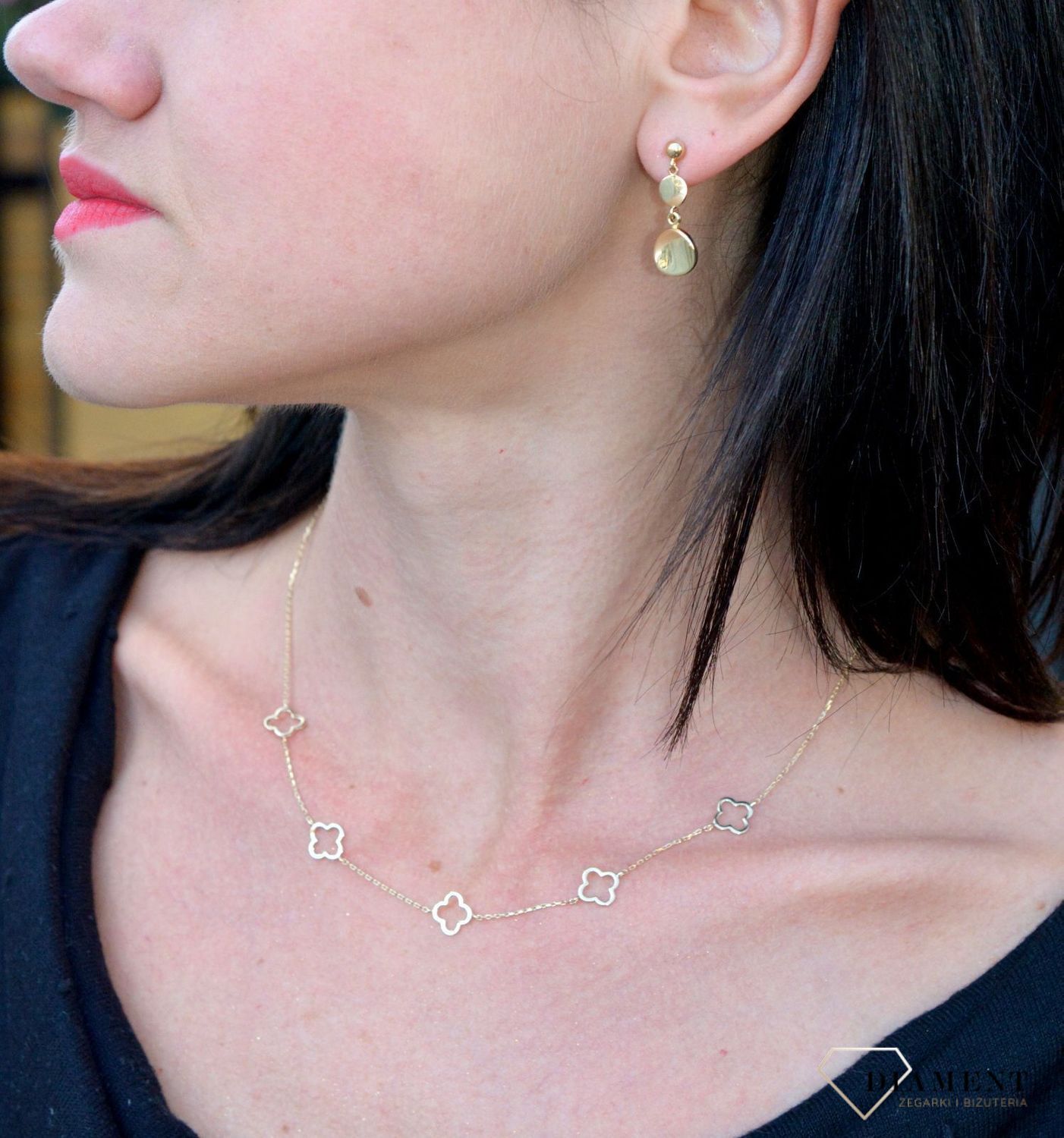 Złote kolczyki 585 dwa wiszące kółka o gładkiej powierzchni DIA-KLC-4161-585.jpg