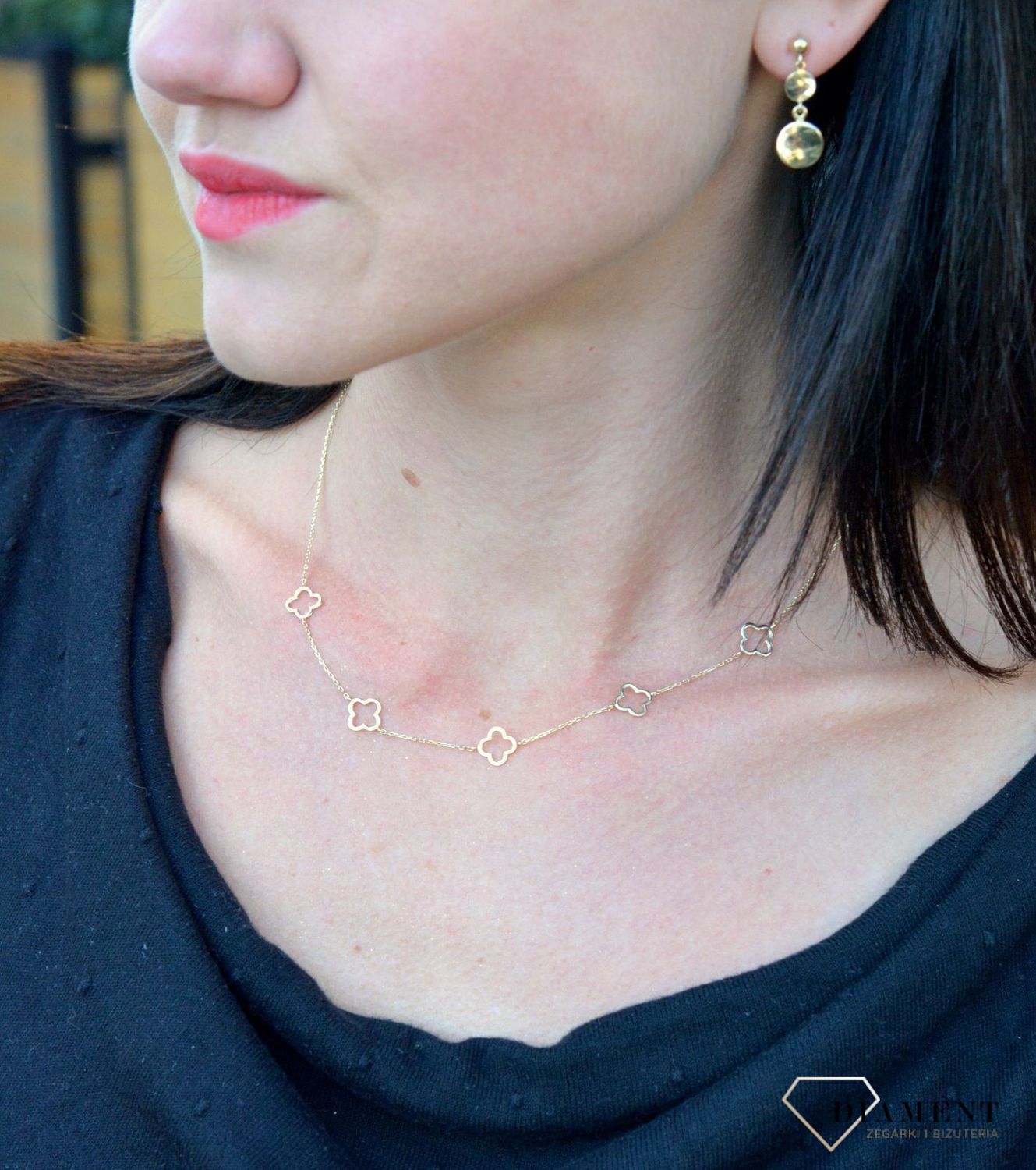 Złote kolczyki 585 dwa wiszące kółka o gładkiej powierzchni DIA-KLC-4161-585.jpg