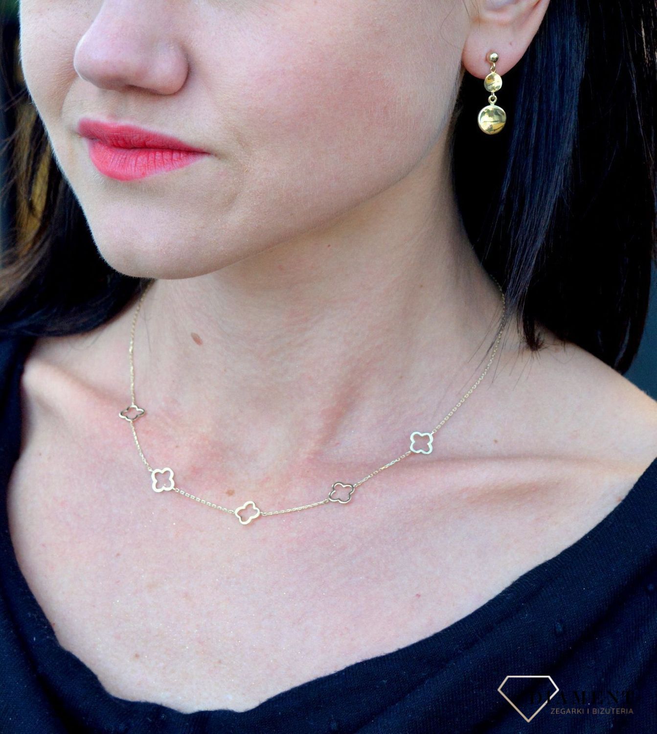 Złote kolczyki 585 dwa wiszące kółka o gładkiej powierzchni DIA-KLC-4161-585.jpg