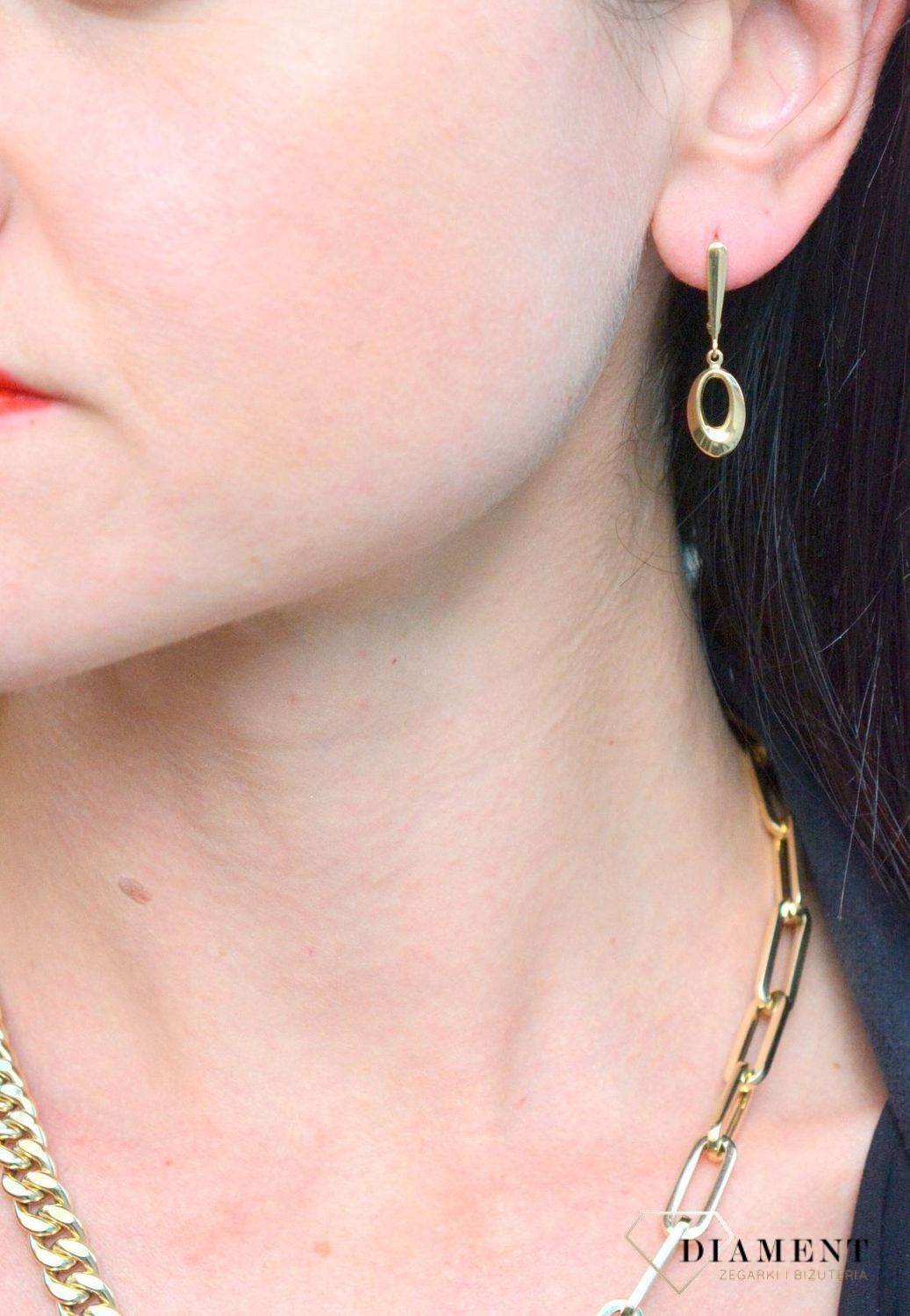 Złote kolczyki 585 gładkie, wiszące łezki DIA-KLC-4162-585.jpg