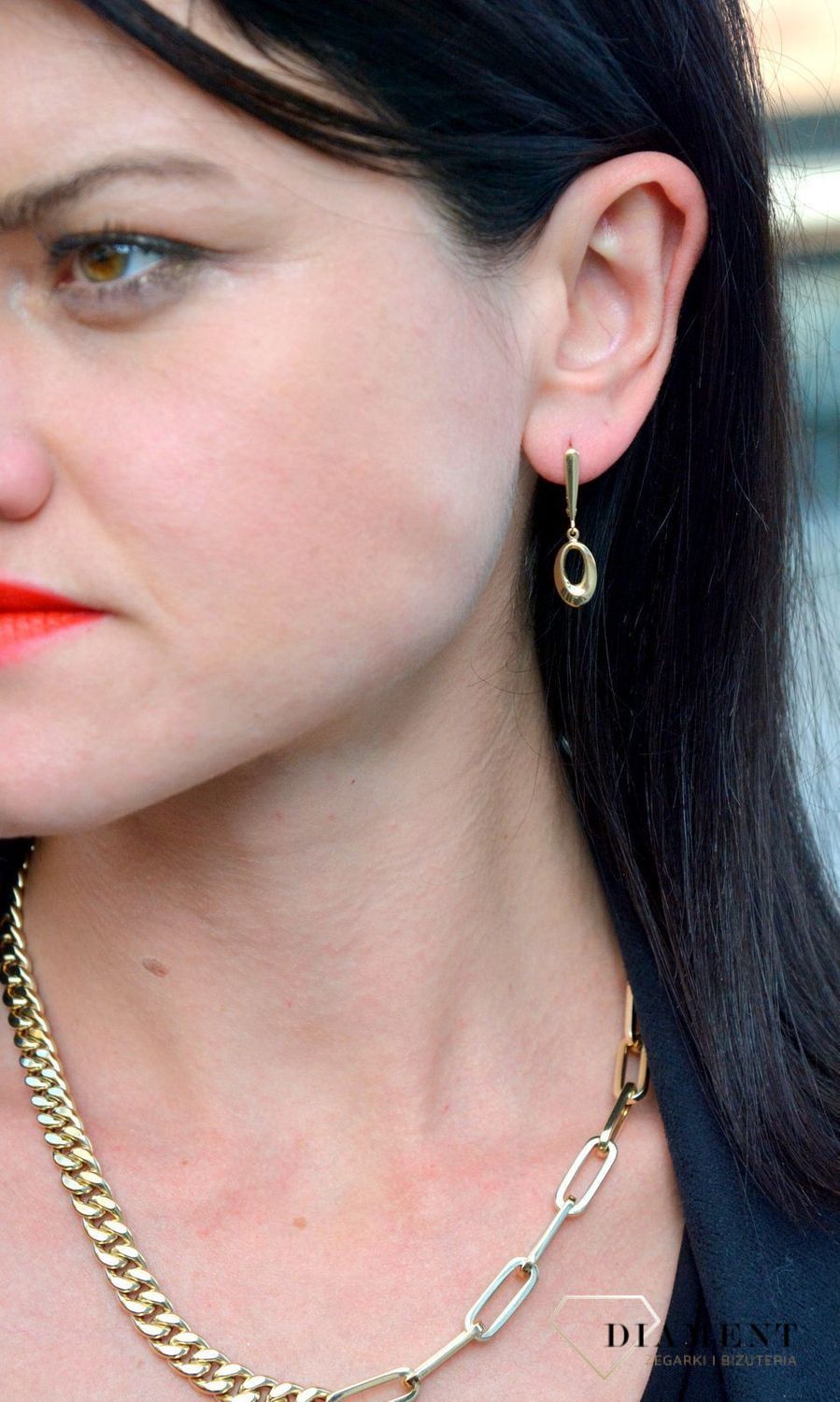 Złote kolczyki 585 gładkie, wiszące łezki DIA-KLC-4162-585.jpg