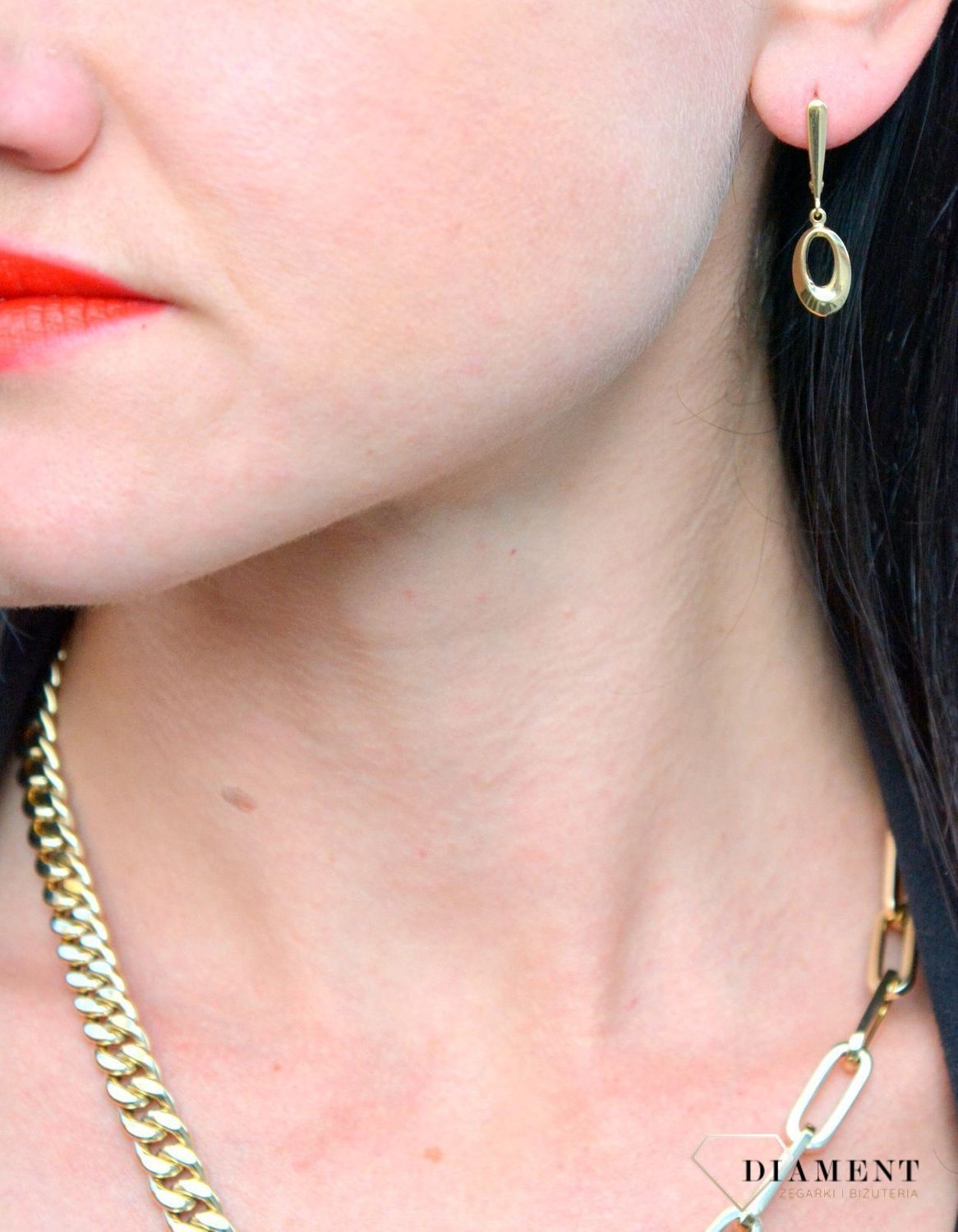 Złote kolczyki 585 gładkie, wiszące łezki DIA-KLC-4162-585.jpg