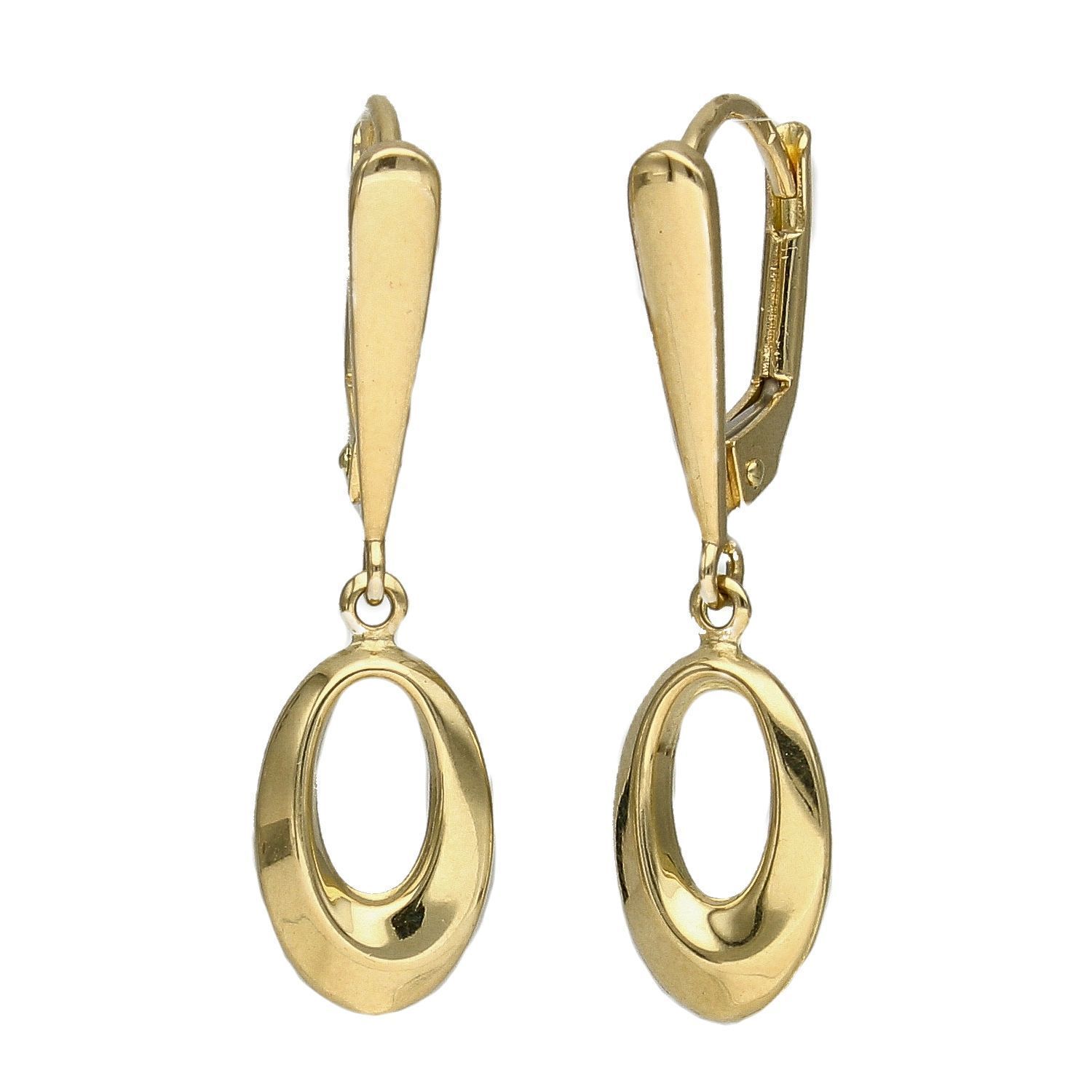 Złote kolczyki 585 gładkie, wiszące łezki DIA-KLC-4162-585.jpg