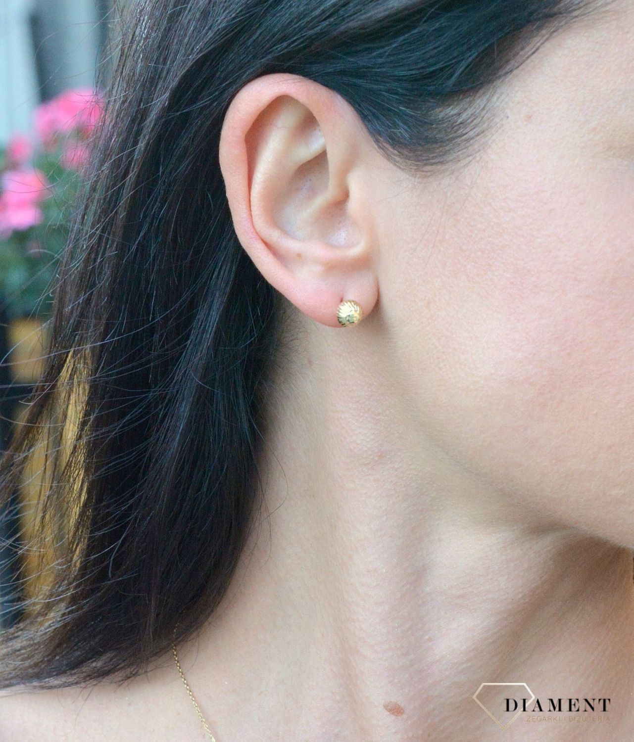 Złote kolczyki 585 prążkowane kulki DIA-KLC-4164-585.jpg