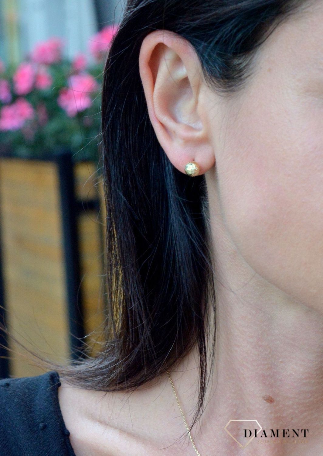 Złote kolczyki 585 prążkowane kulki DIA-KLC-4164-585.jpg