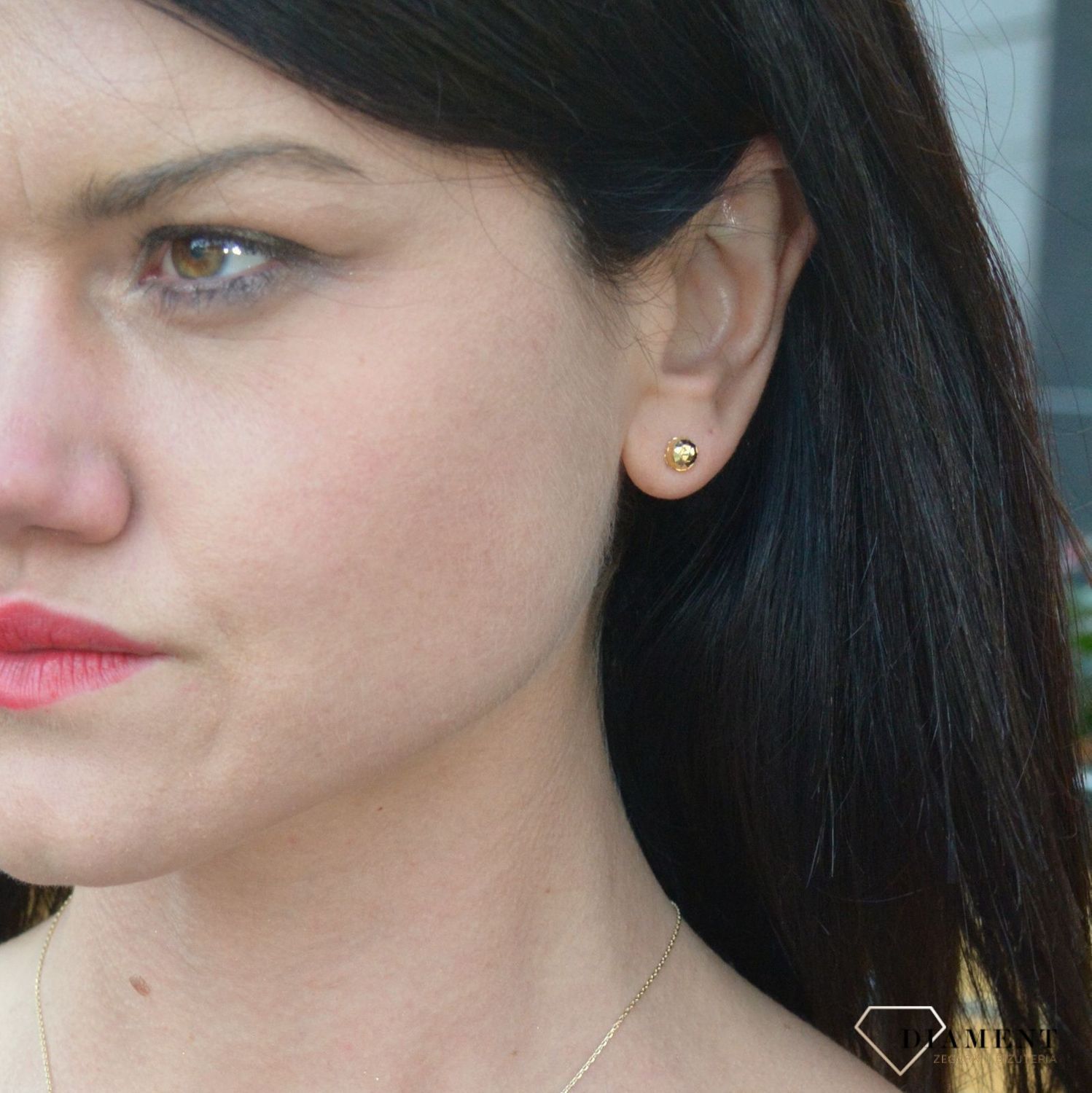 Złote kolczyki 585 półkulki grawerowane DIA-KLC-4165-585.jpg