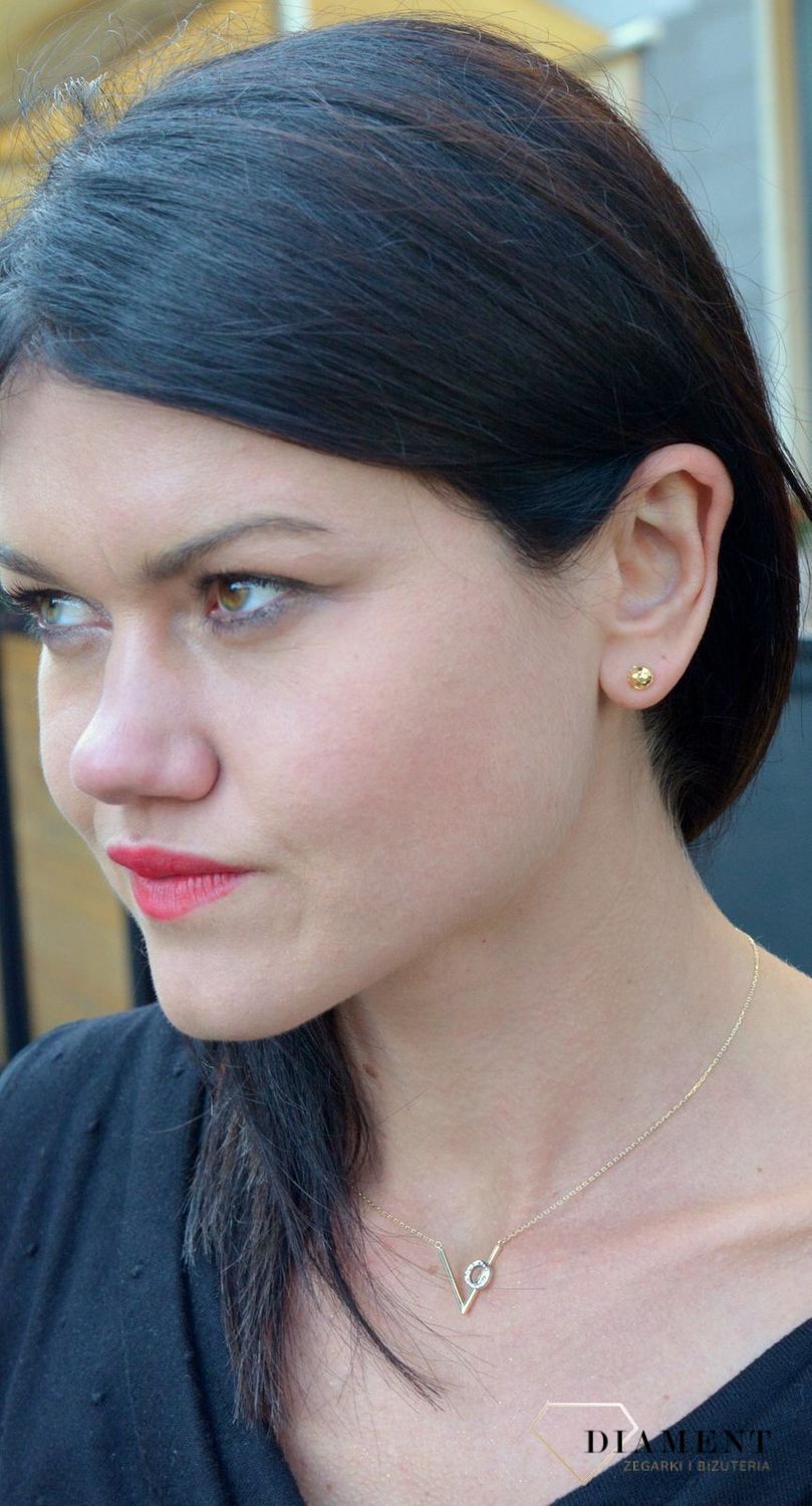 Złote kolczyki 585 półkulki grawerowane DIA-KLC-4165-585.jpg