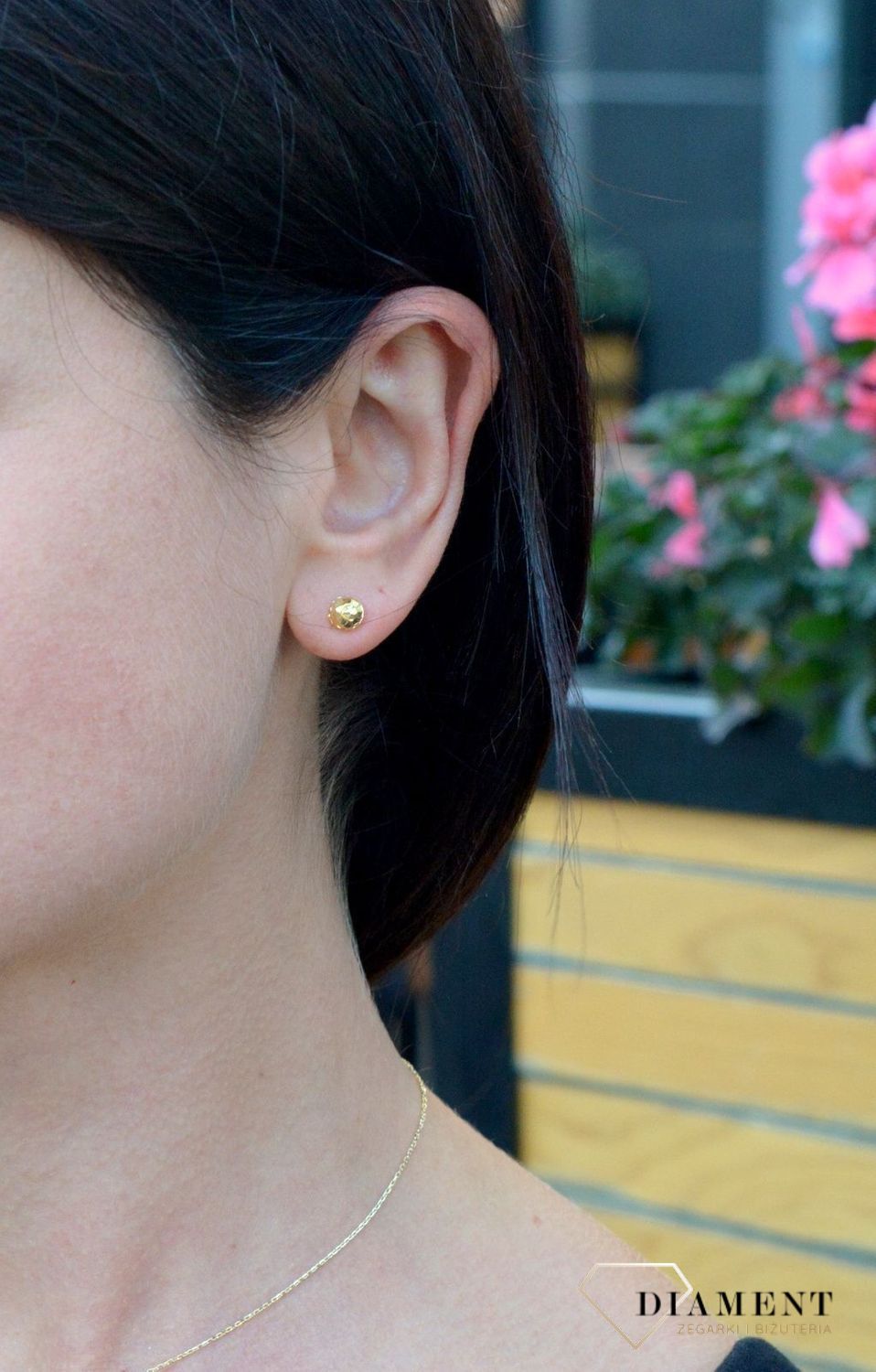 Złote kolczyki 585 półkulki grawerowane DIA-KLC-4165-585.jpg