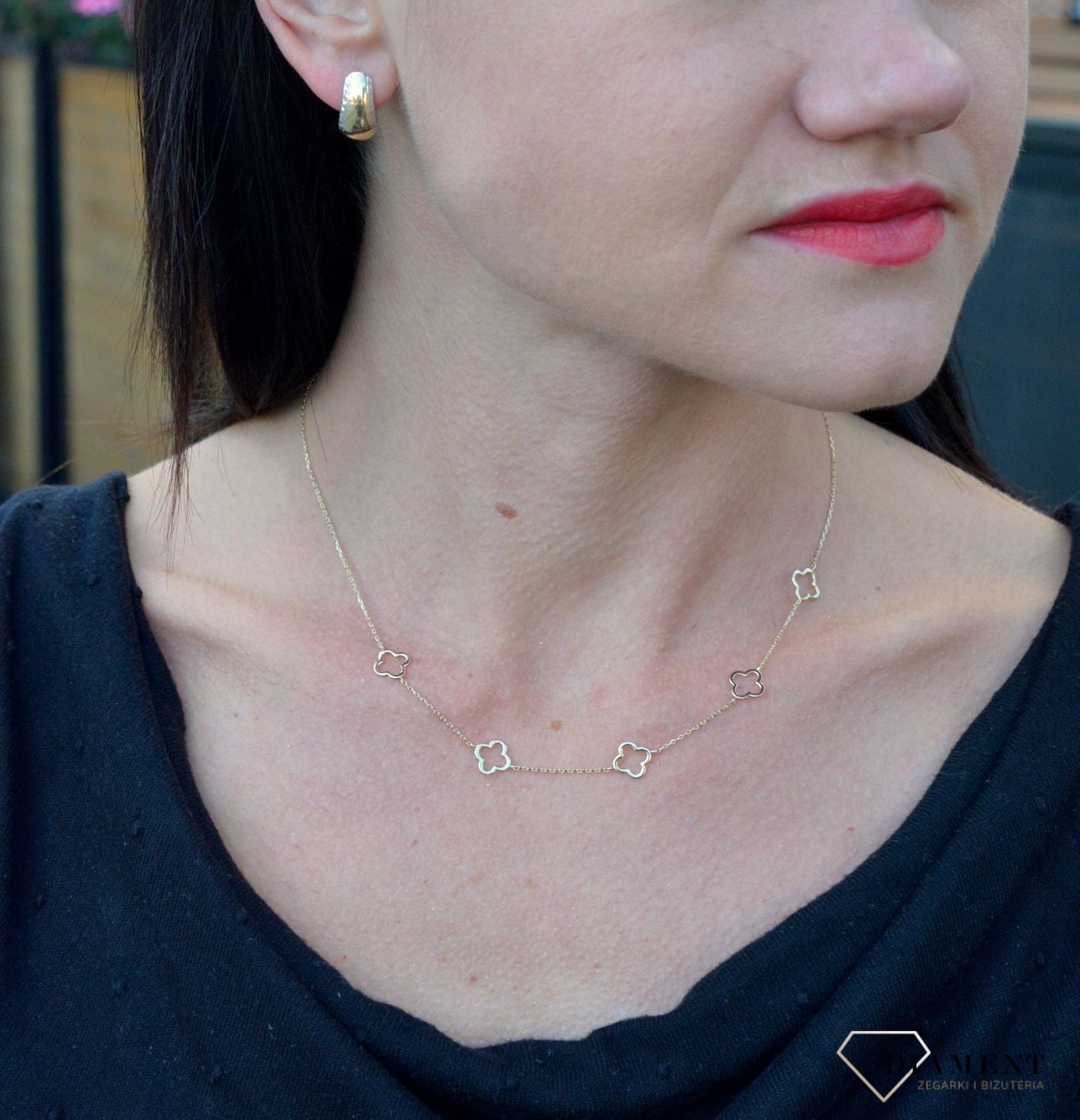 Złote kolczyki 585 białe złoto grawerowane DIA-KLC-4166-585.jpg