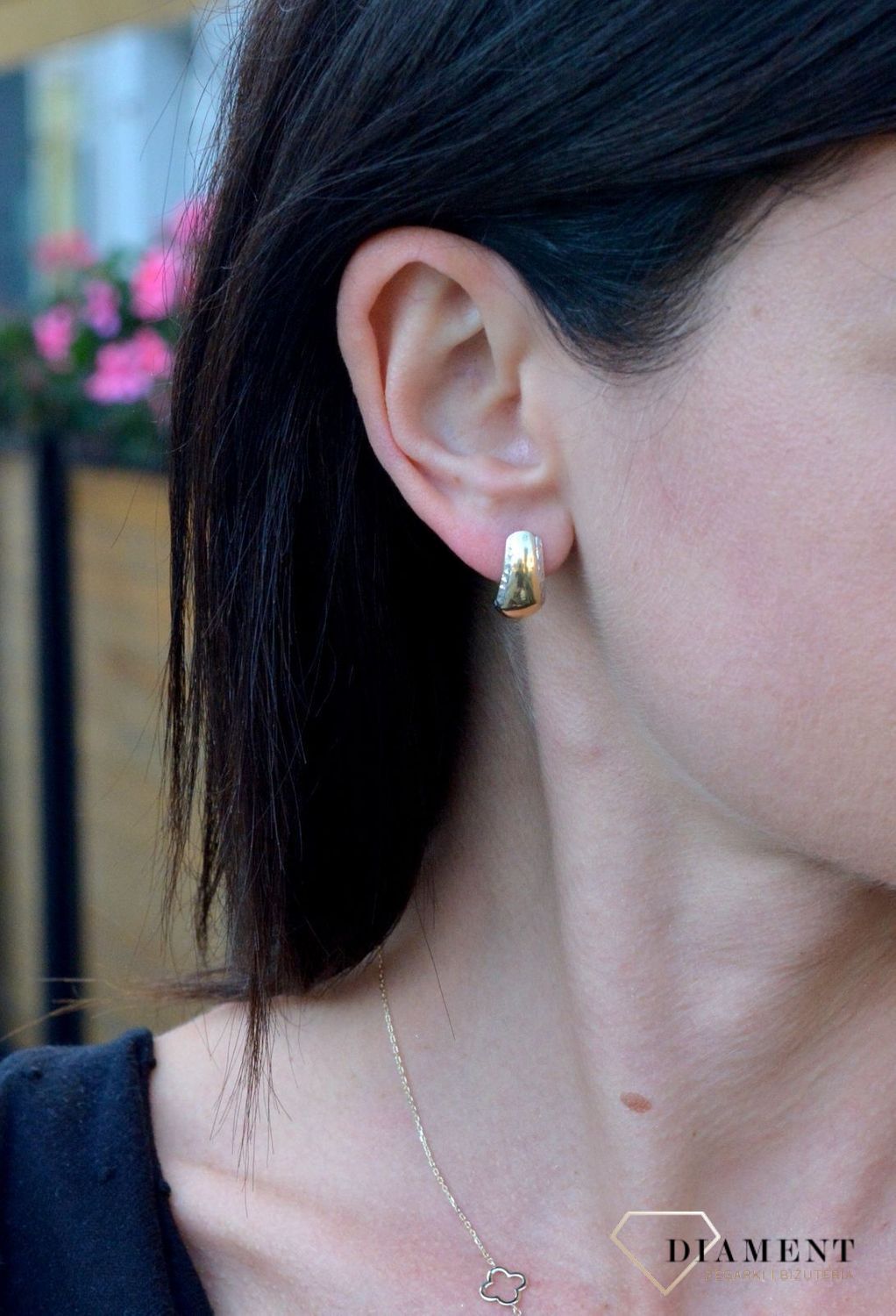 Złote kolczyki 585 białe złoto grawerowane DIA-KLC-4166-585.jpg