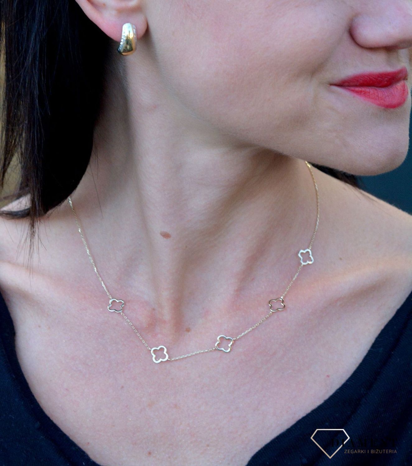 Złote kolczyki 585 białe złoto grawerowane DIA-KLC-4166-585.jpg