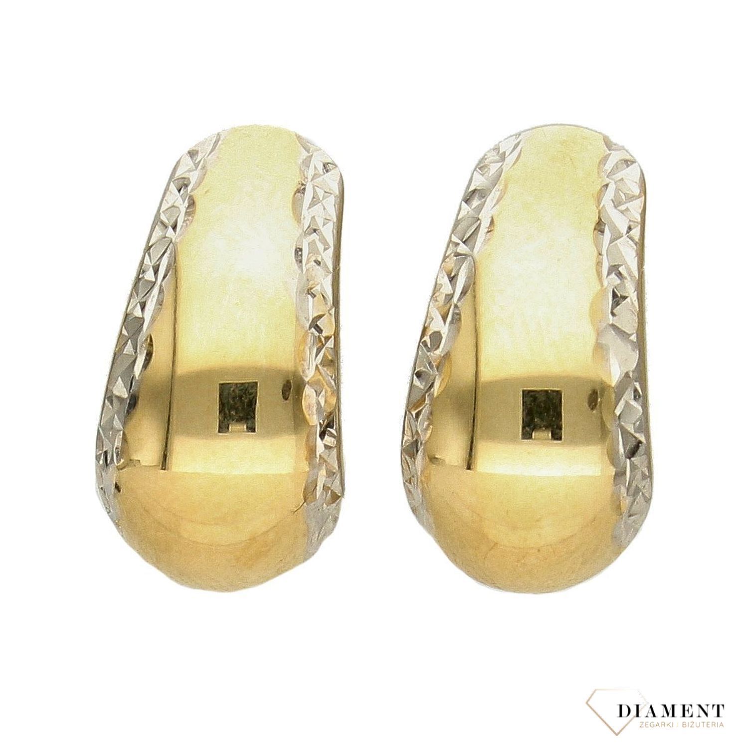 Złote kolczyki 585 białe złoto grawerowane DIA-KLC-4166-585.jpg