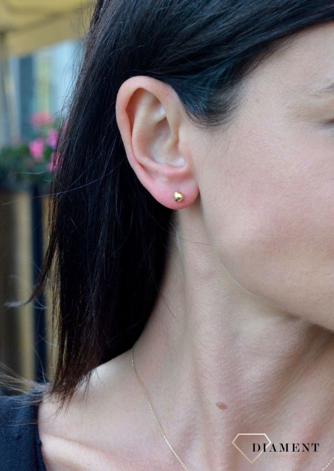 Złote kolczyki 585 kulki grawerowane DIA-KLC-4167-585.jpg