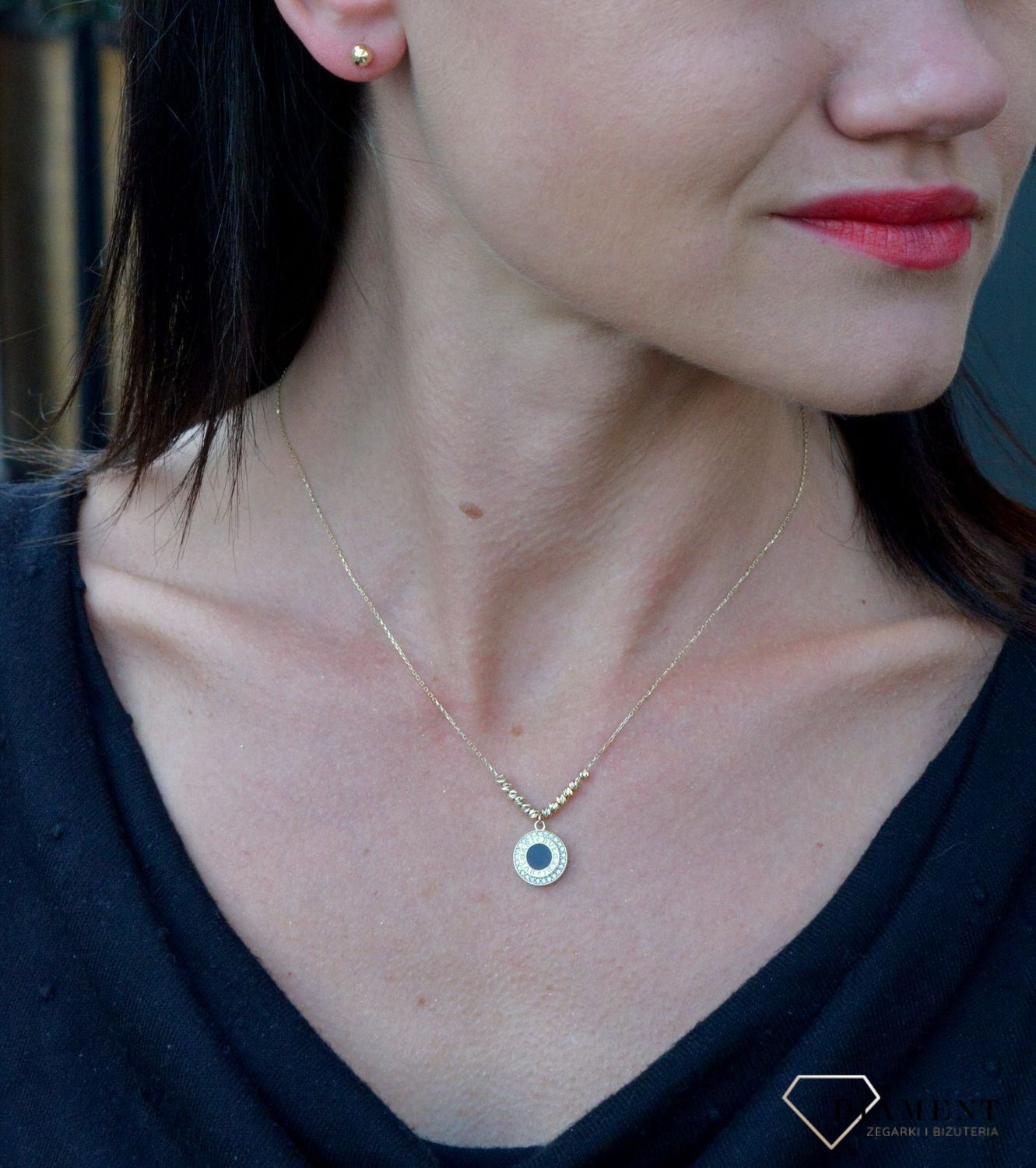 Złote kolczyki 585 kulki grawerowane DIA-KLC-4167-585.jpg