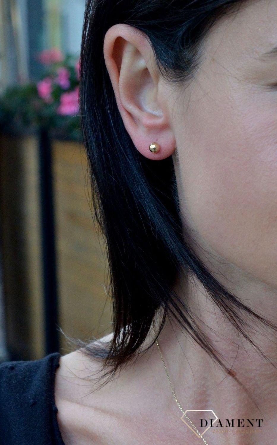 Złote kolczyki 585 kulki grawerowane DIA-KLC-4167-585.jpg