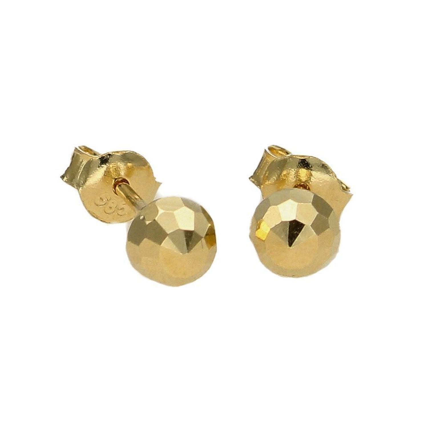 Złote kolczyki 585 kulki grawerowane DIA-KLC-4167-585.jpg