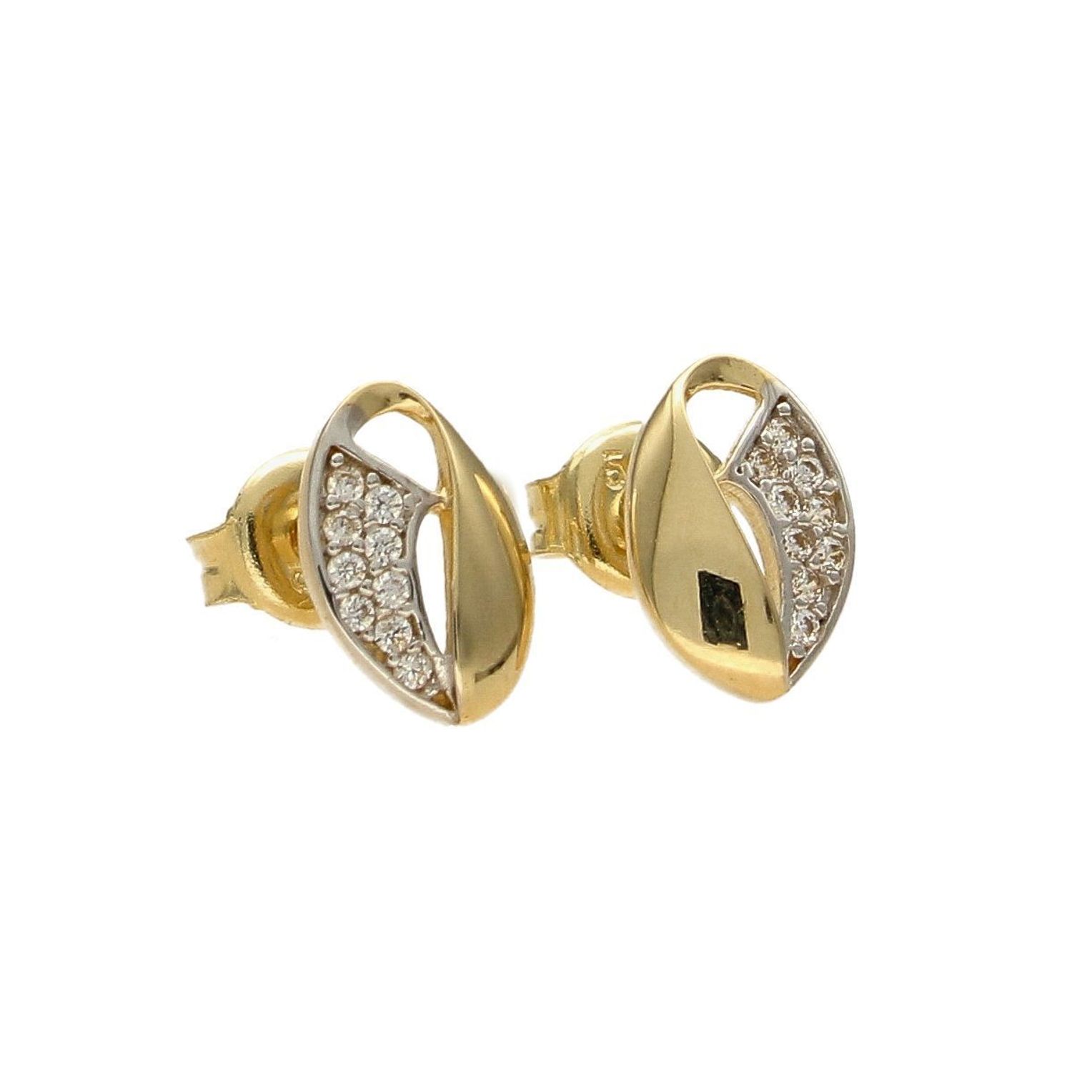 Złote kolczyki delikatny owalny z cyrkonią DIA-KLC-4169-585.jpg