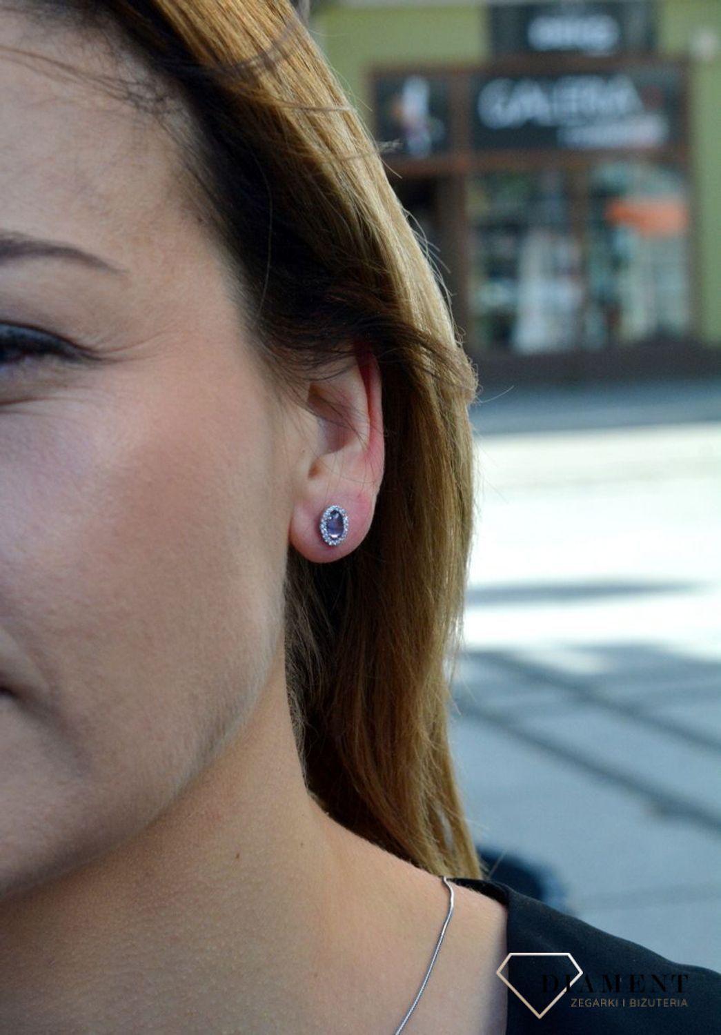 Złote kolczyki 585 białe złoto przy uchu ametyst i cyrkonia DIA-KLC-4170-585.jpg