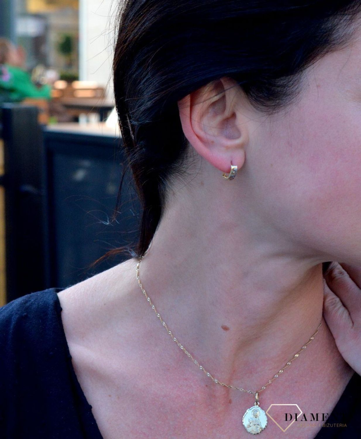 Złote kolczyki z ozdobnym wzorem białe złoto DIA-KLC-4205-585.jpg