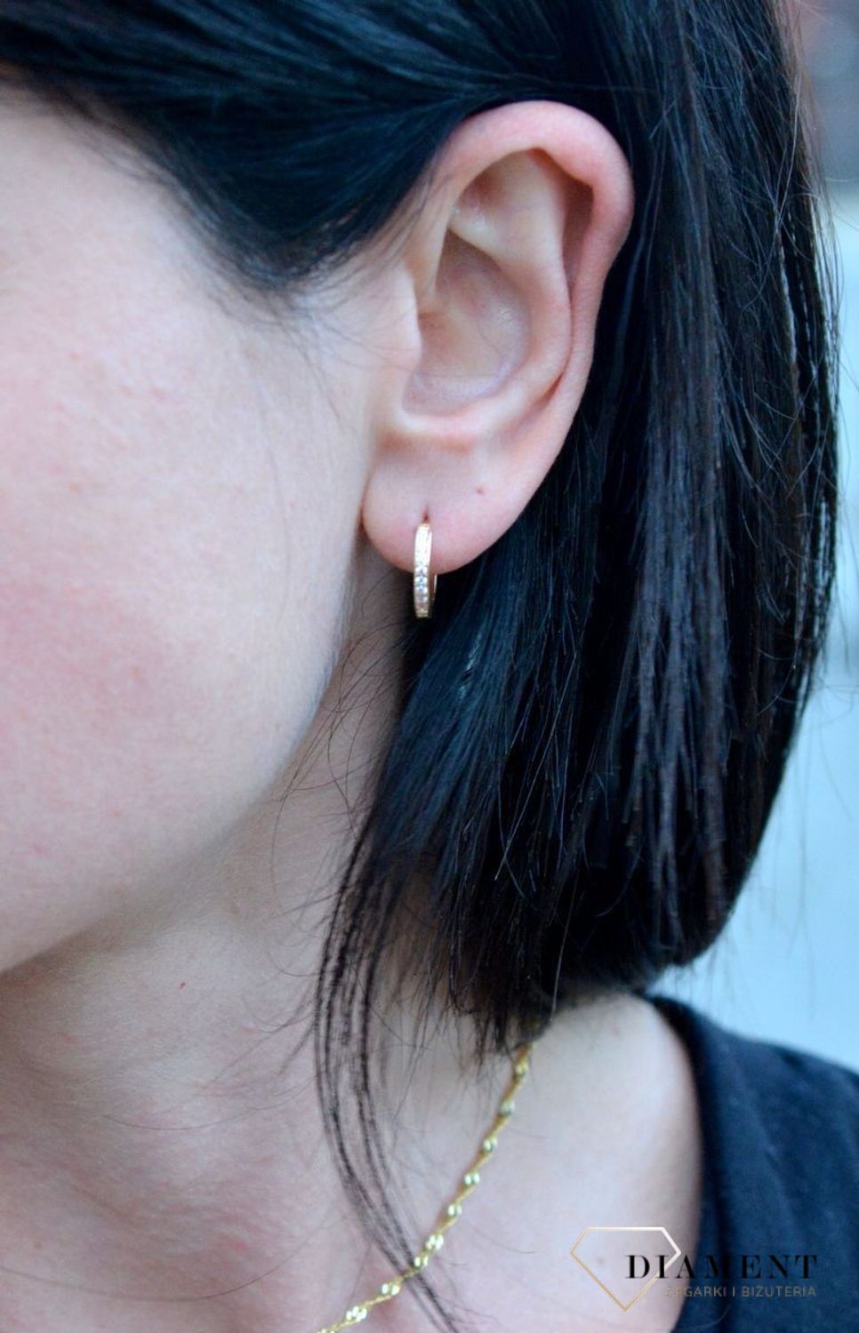 Złote kolczyki koła z błyszczącą cyrkonią białą oraz różową DIA-KLC-4208-585.jpg