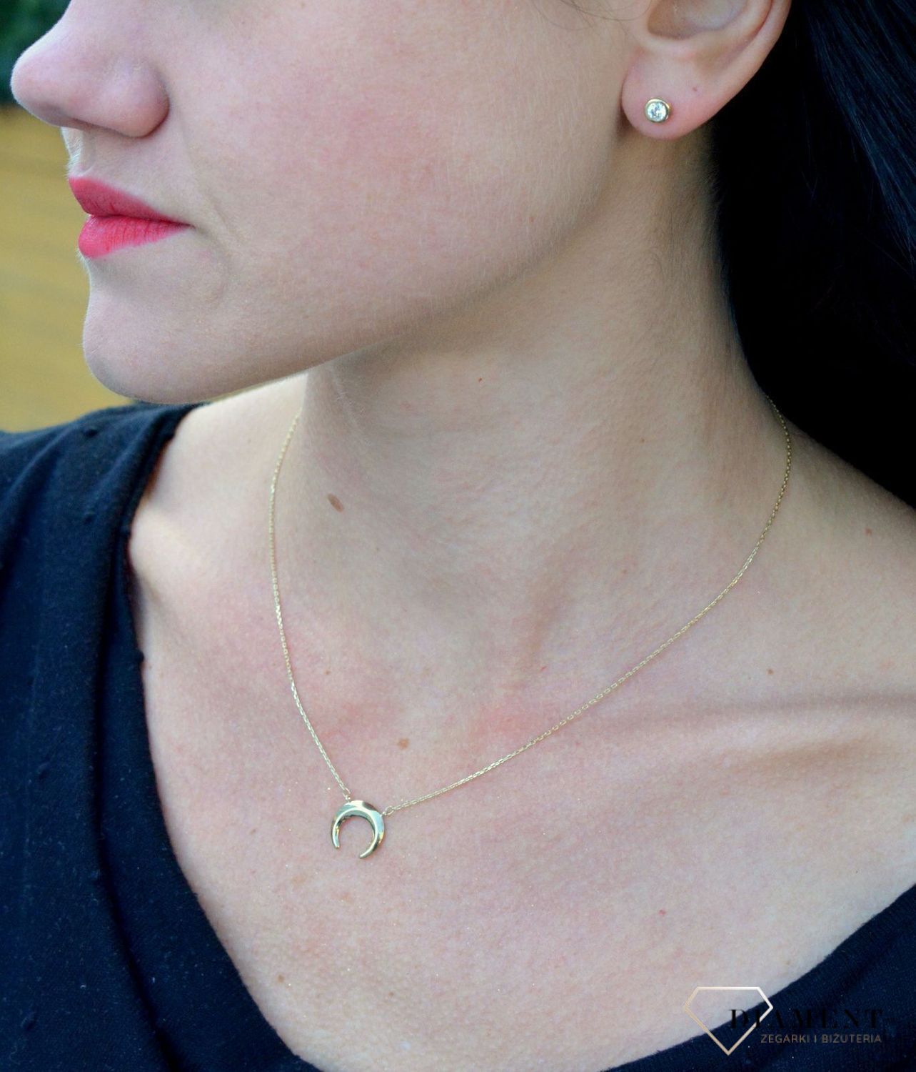 Złote kolczyki przy uchu błyszcząca cyrkonia DIA-KLC-4212-585.jpg