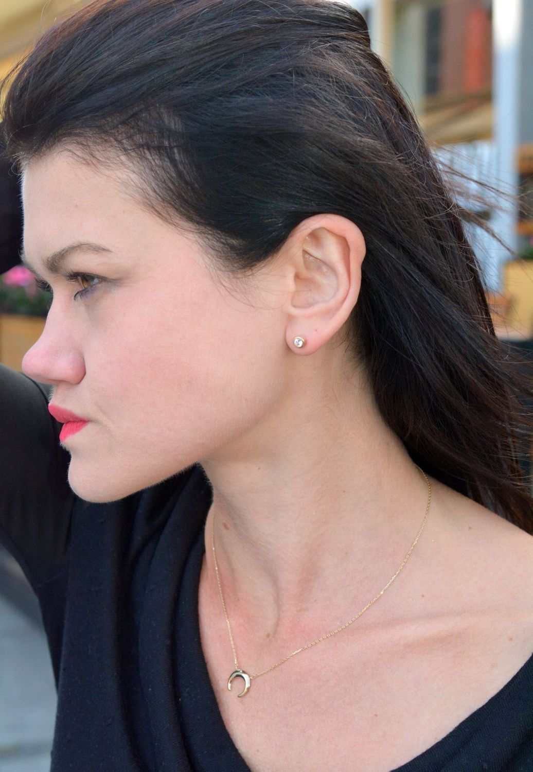 Złote kolczyki przy uchu błyszcząca cyrkonia DIA-KLC-4212-585.jpg