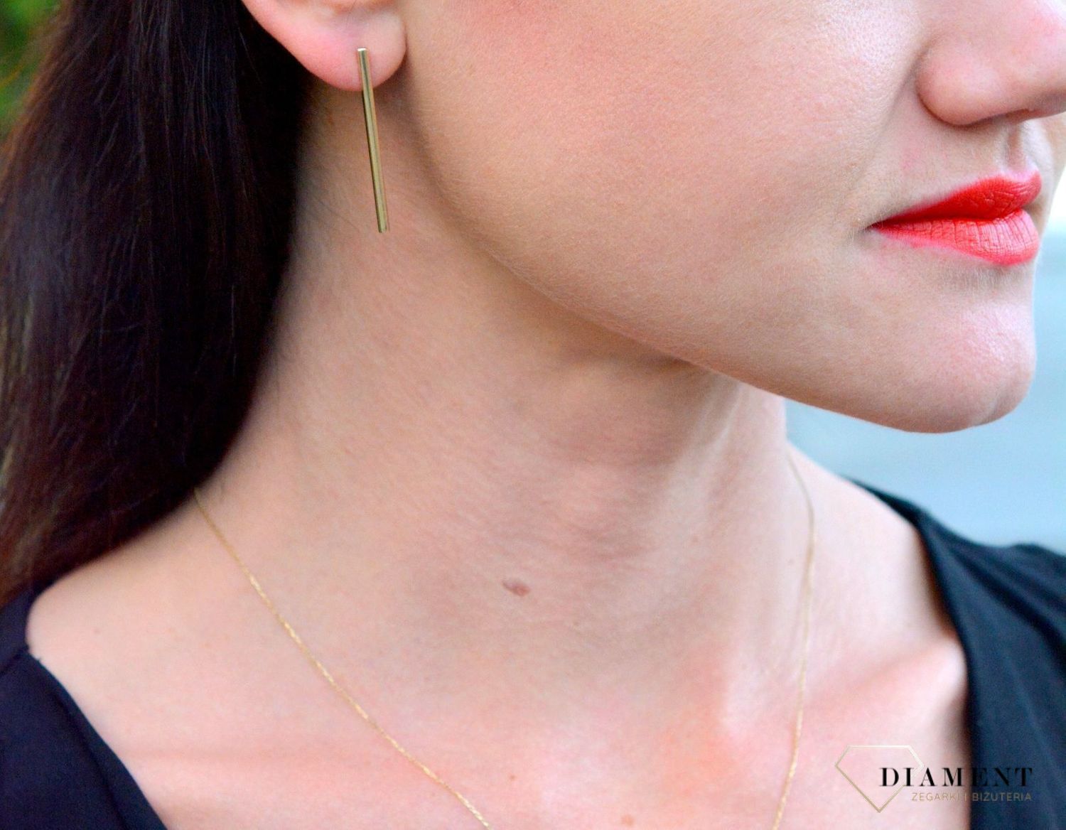 Złote kolczyki proste patyczki o gładkiej powierzchni DIA-KLC-4264-585.jpg