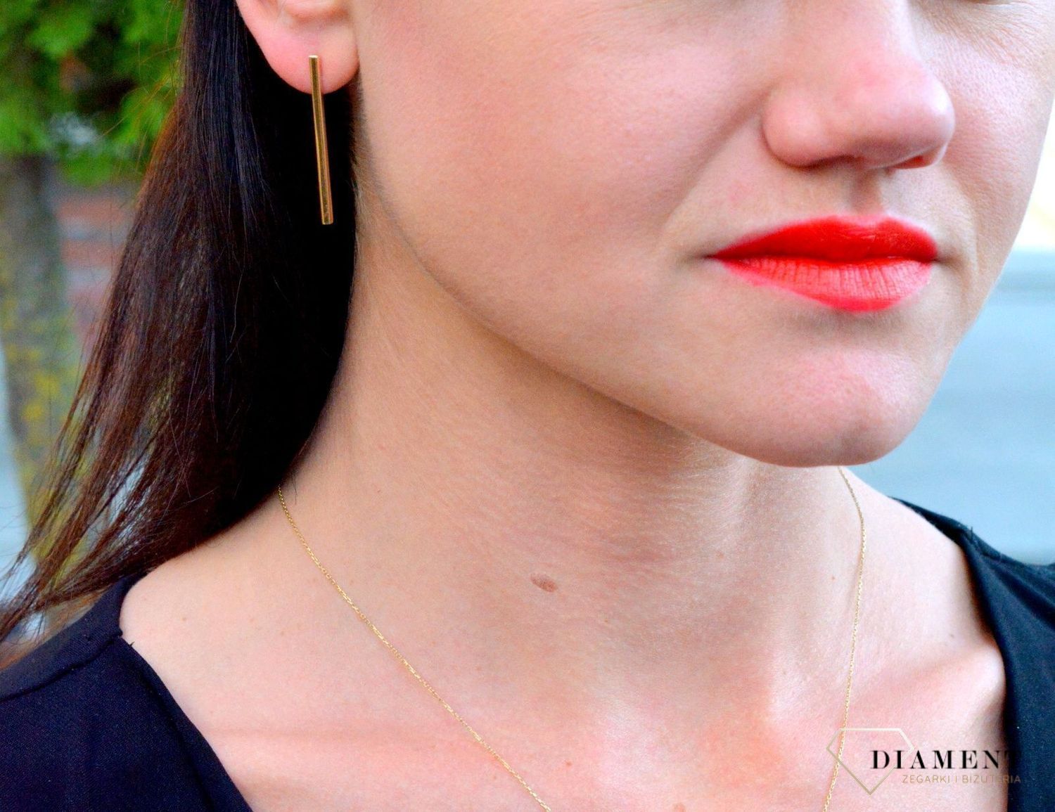 Złote kolczyki proste patyczki o gładkiej powierzchni DIA-KLC-4264-585.jpg