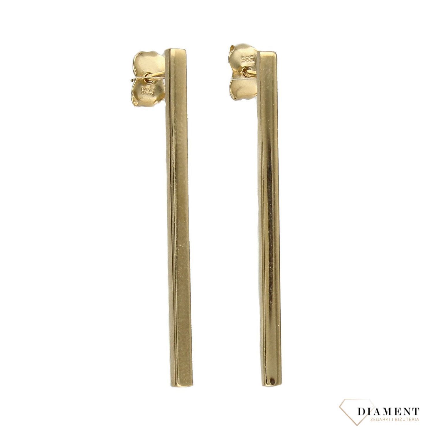 Złote kolczyki proste patyczki o gładkiej powierzchni DIA-KLC-4264-585.jpg