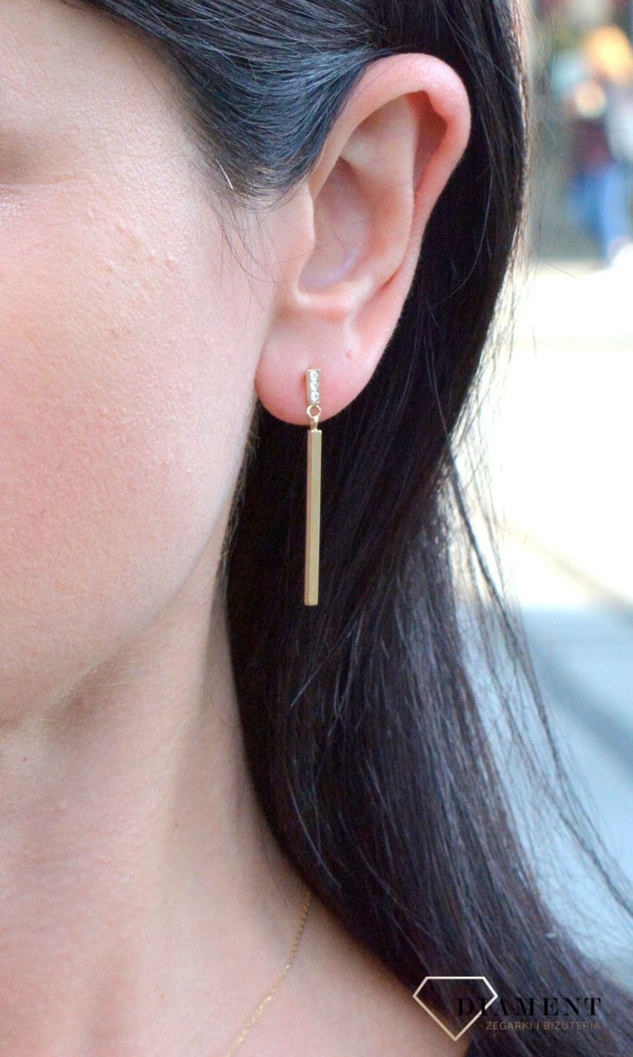 Złote kolczyki długie, gładkie patyczki DIA-KLC-4265-585.jpg