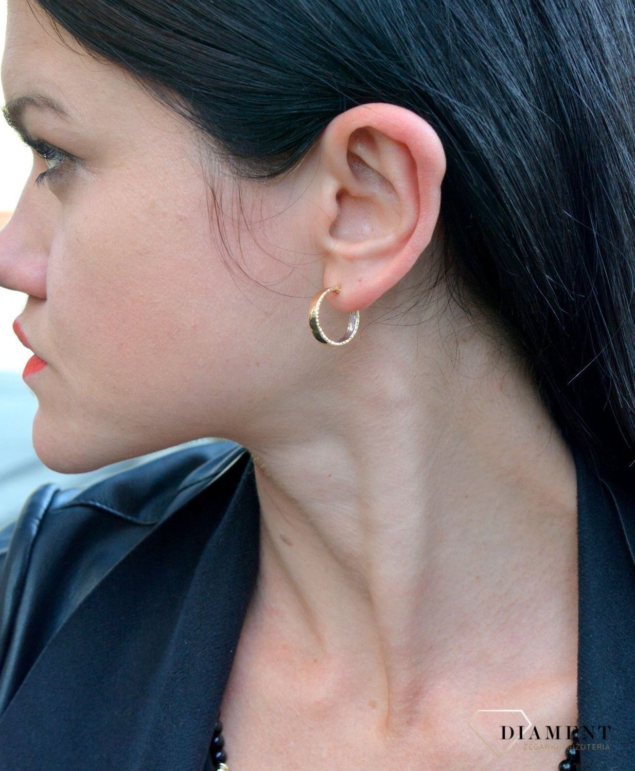 Złote kolczyki koła z grawerowanym brzegiem DIA-KLC-4267-585.jpg