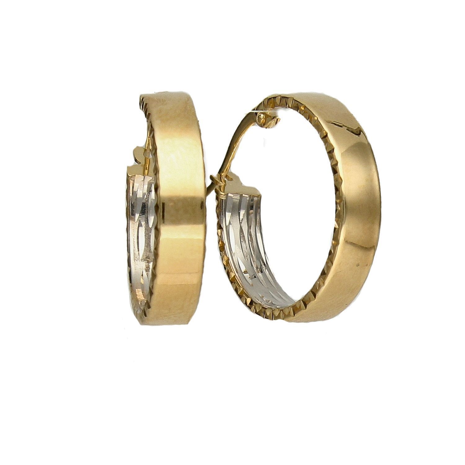 Złote kolczyki koła z grawerowanym brzegiem DIA-KLC-4267-585.jpg