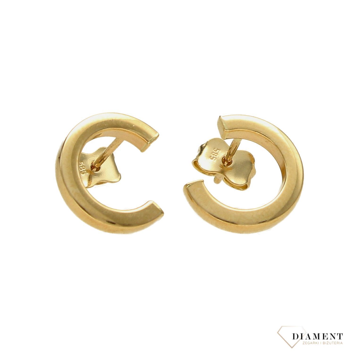 Złote kolczyki gładka powierzchnia DIA-KLC-4271-585.jpg