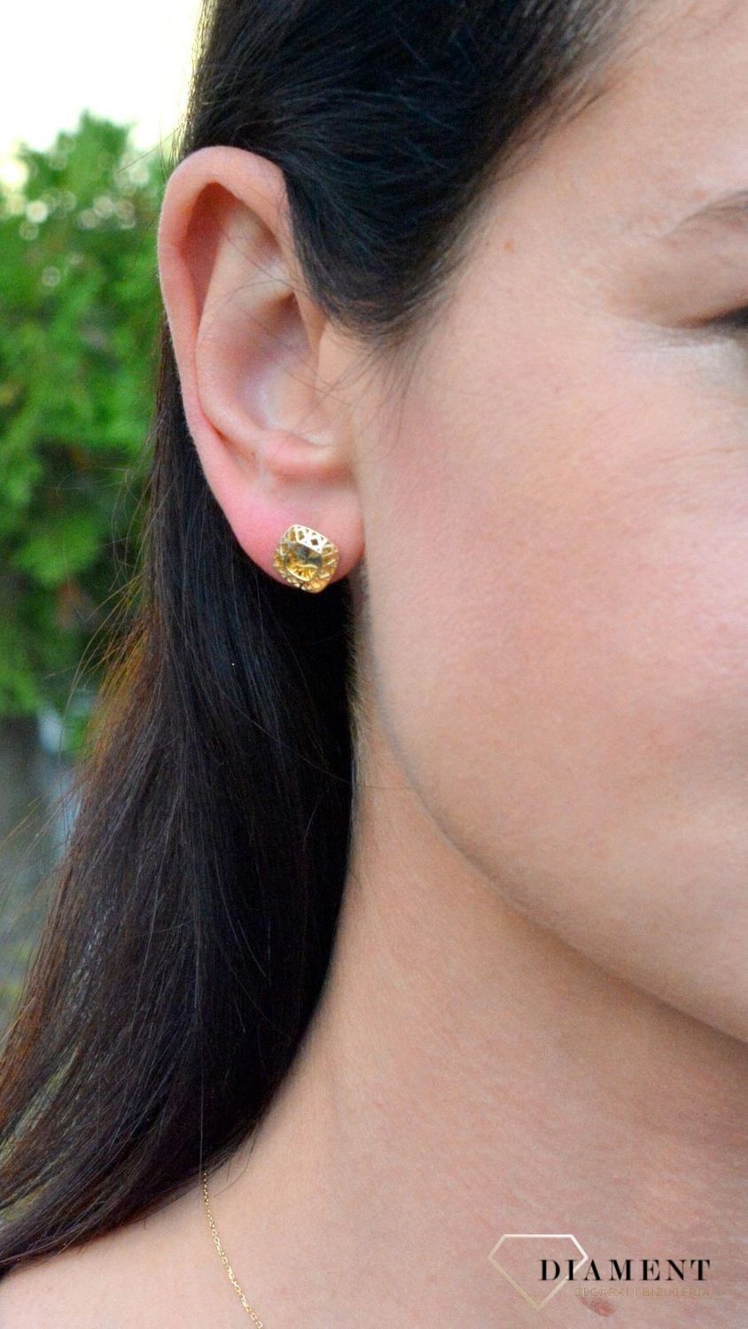 Złote kolczyki 585 kwadraty ze zdobieniem DIA-KLC-4272-585.jpg