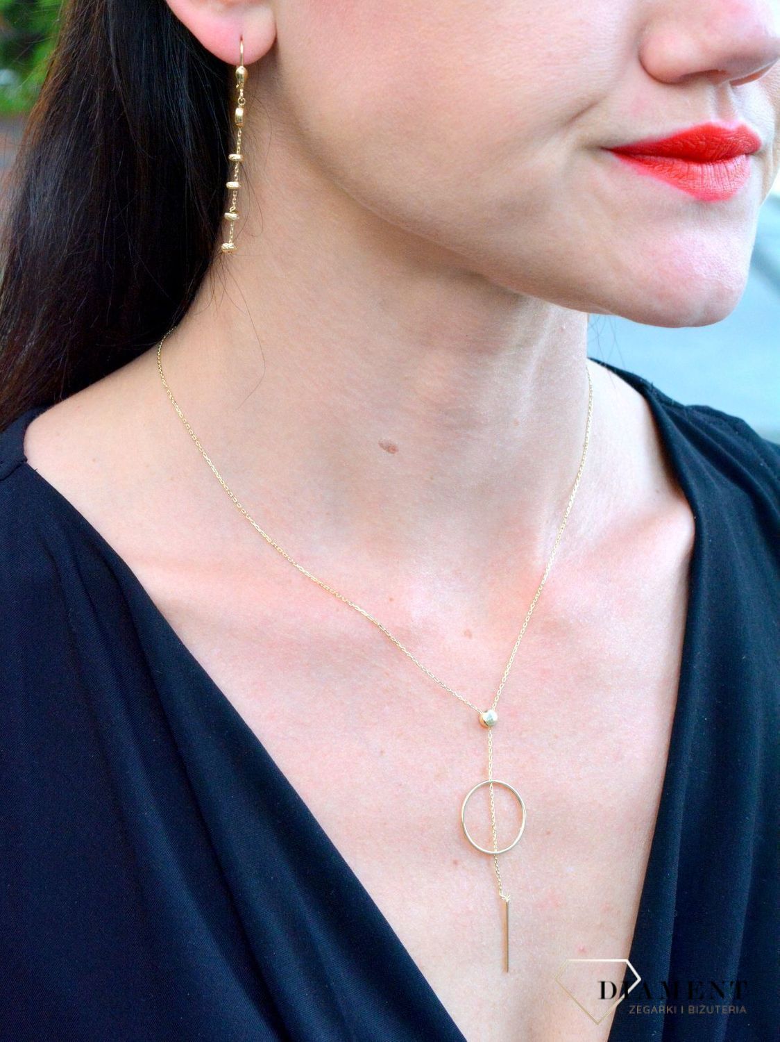 Złote kolczyki 585 wiszące z grawerowanymi kuleczkami DIA-KLC-4274-585.jpg