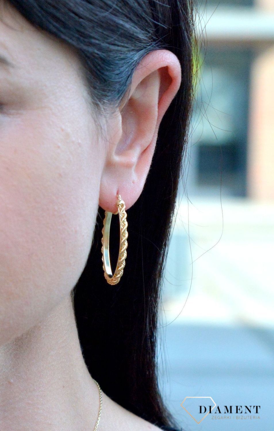 Złote kolczyki koła o falistym kształcie DIA-KLC-4281-585.jpg