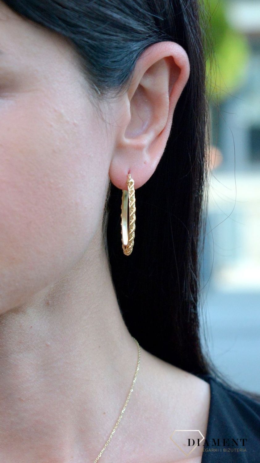 Złote kolczyki koła o falistym kształcie DIA-KLC-4281-585.jpg